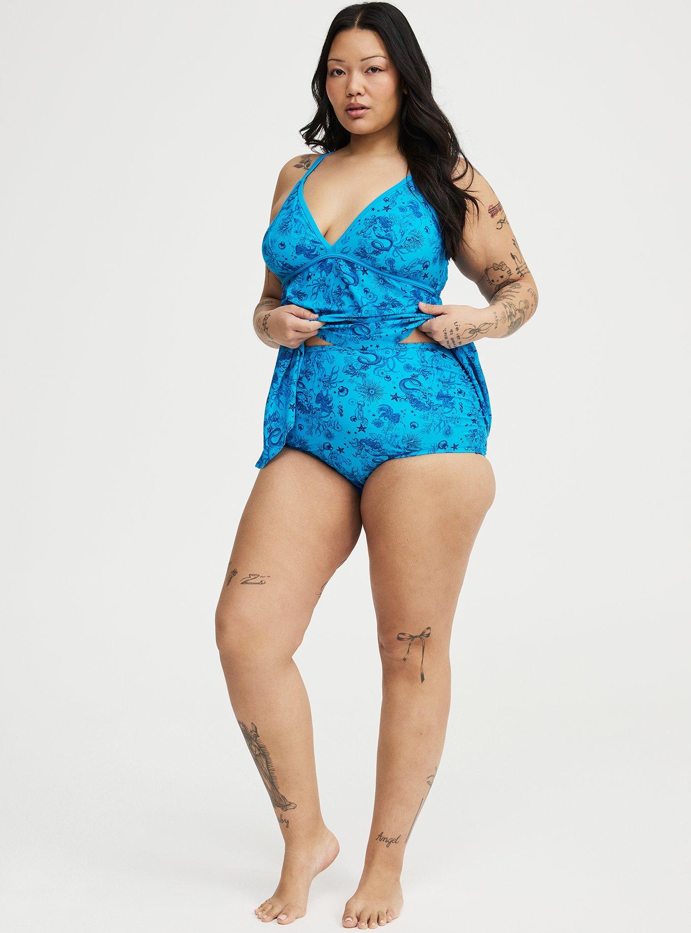 High Waist Swim Bottom, OCEAN MERMAID FANTASY TEAL, hi-res