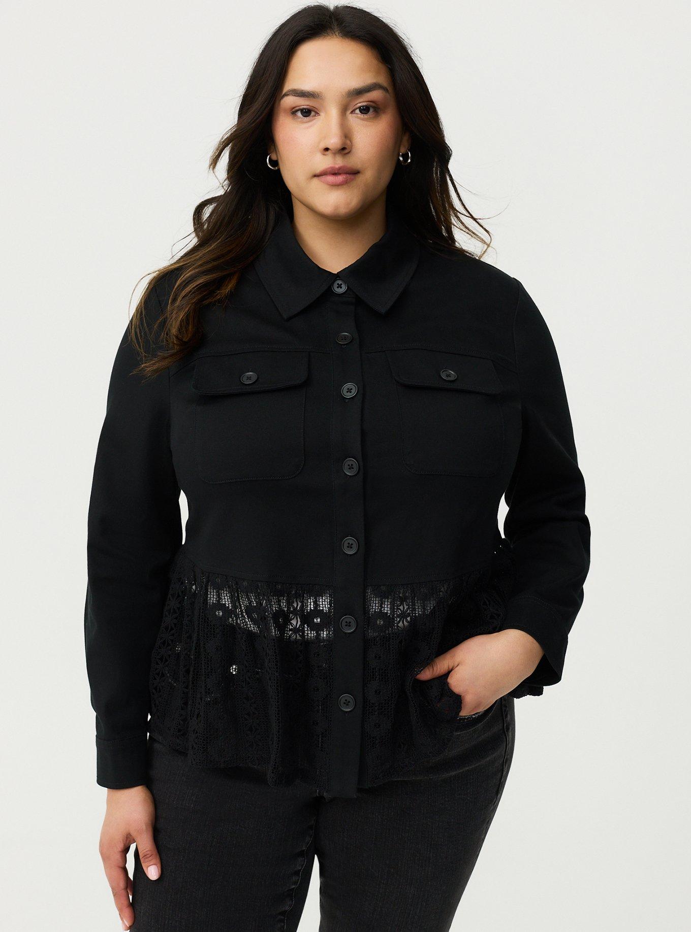 Lace Peplum Jacket, DEEP BLACK, alternate