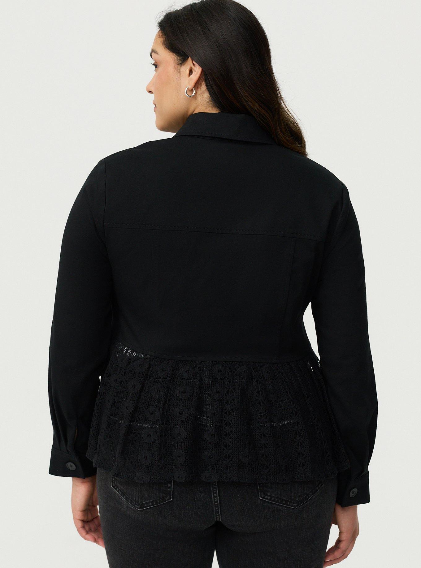 Lace Peplum Jacket, DEEP BLACK, alternate