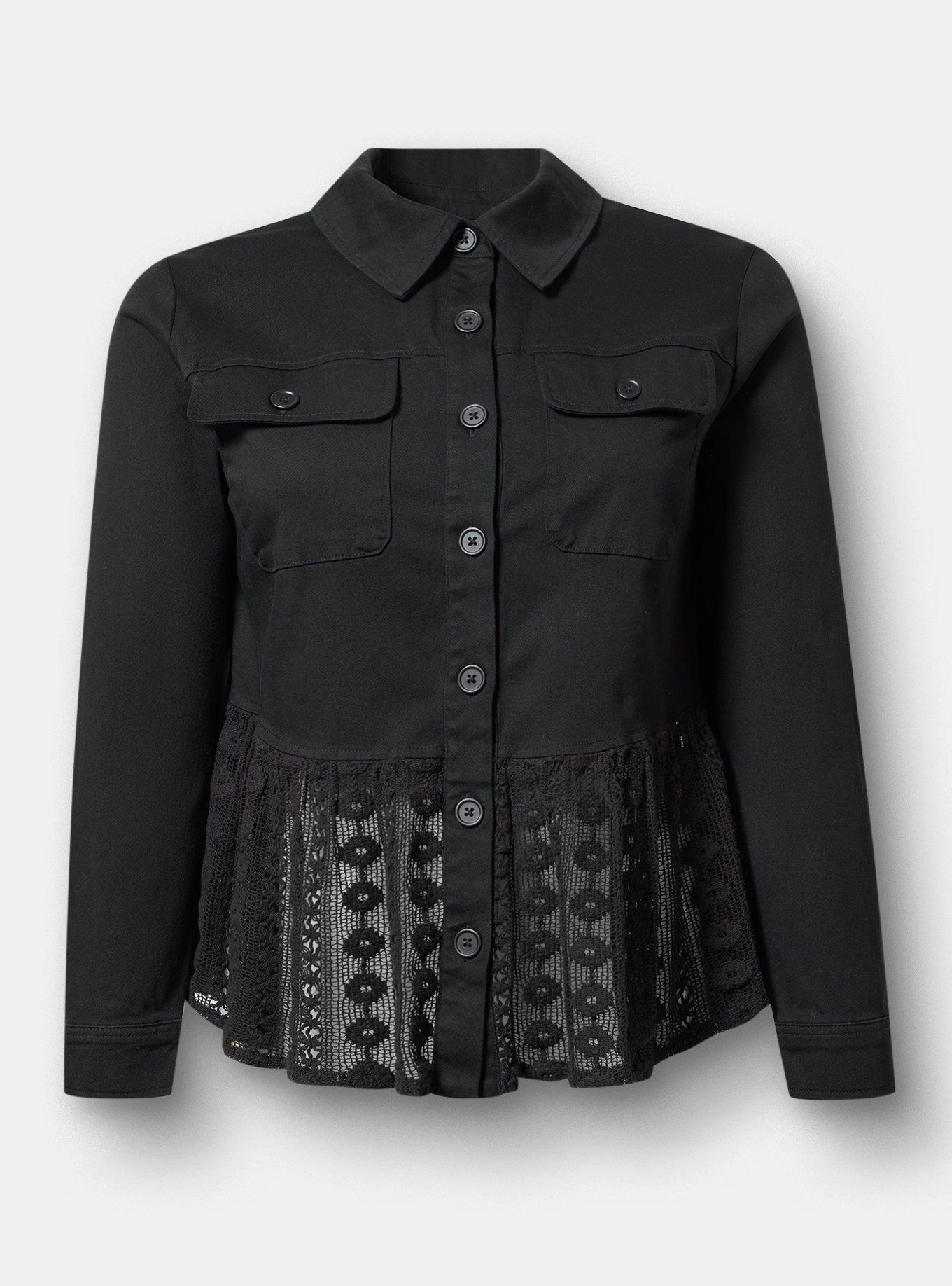 Lace Peplum Jacket, DEEP BLACK, hi-res
