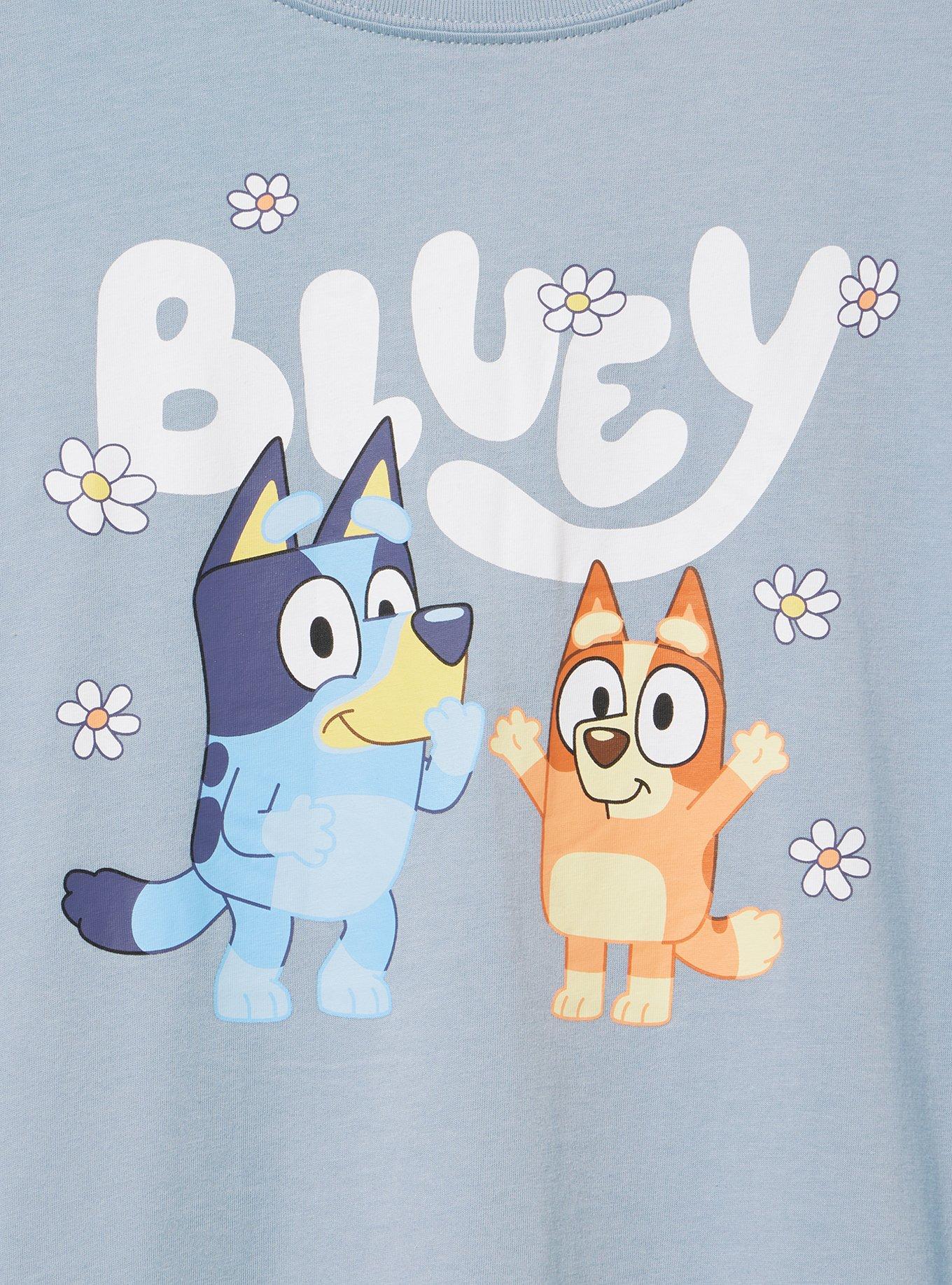Bluey Classic Cotton Crew Tee, BLUEY DAISIES DUSTY BLUE, alternate