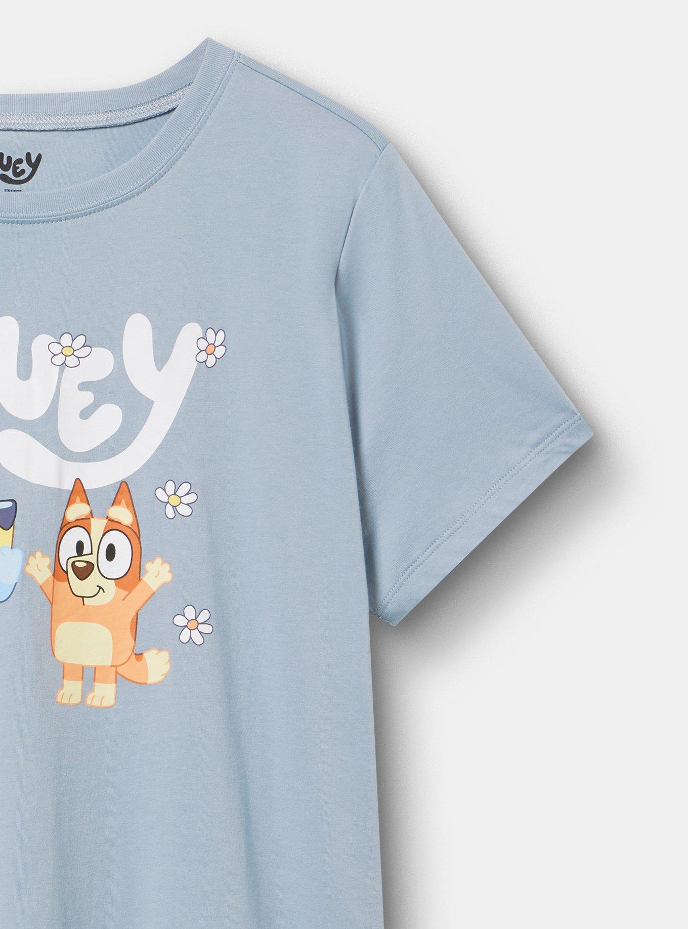 Bluey Classic Cotton Crew Tee, BLUEY DAISIES DUSTY BLUE, alternate