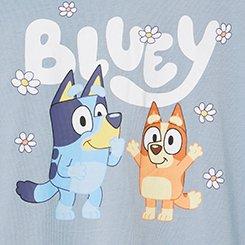 Bluey Classic Cotton Crew Tee, BLUEY DAISIES DUSTY BLUE, swatch