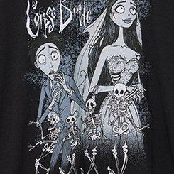 Corpse Bride Classic Cotton Crew Tee, CORPSE BRIDE SKELETONS DEEP BLACK, swatch