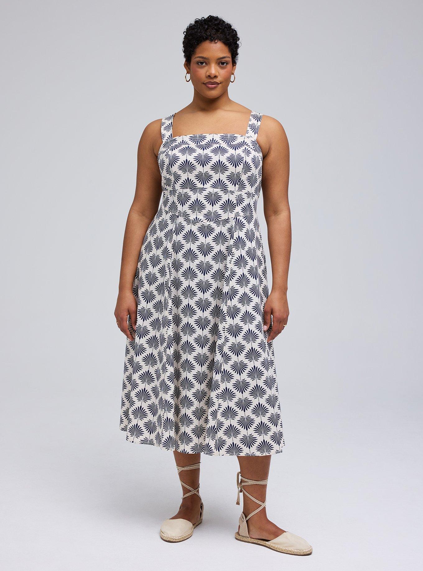 Belle Isle Smocked Back Midi Dress, FANNED LEAVES IVORY, alternate