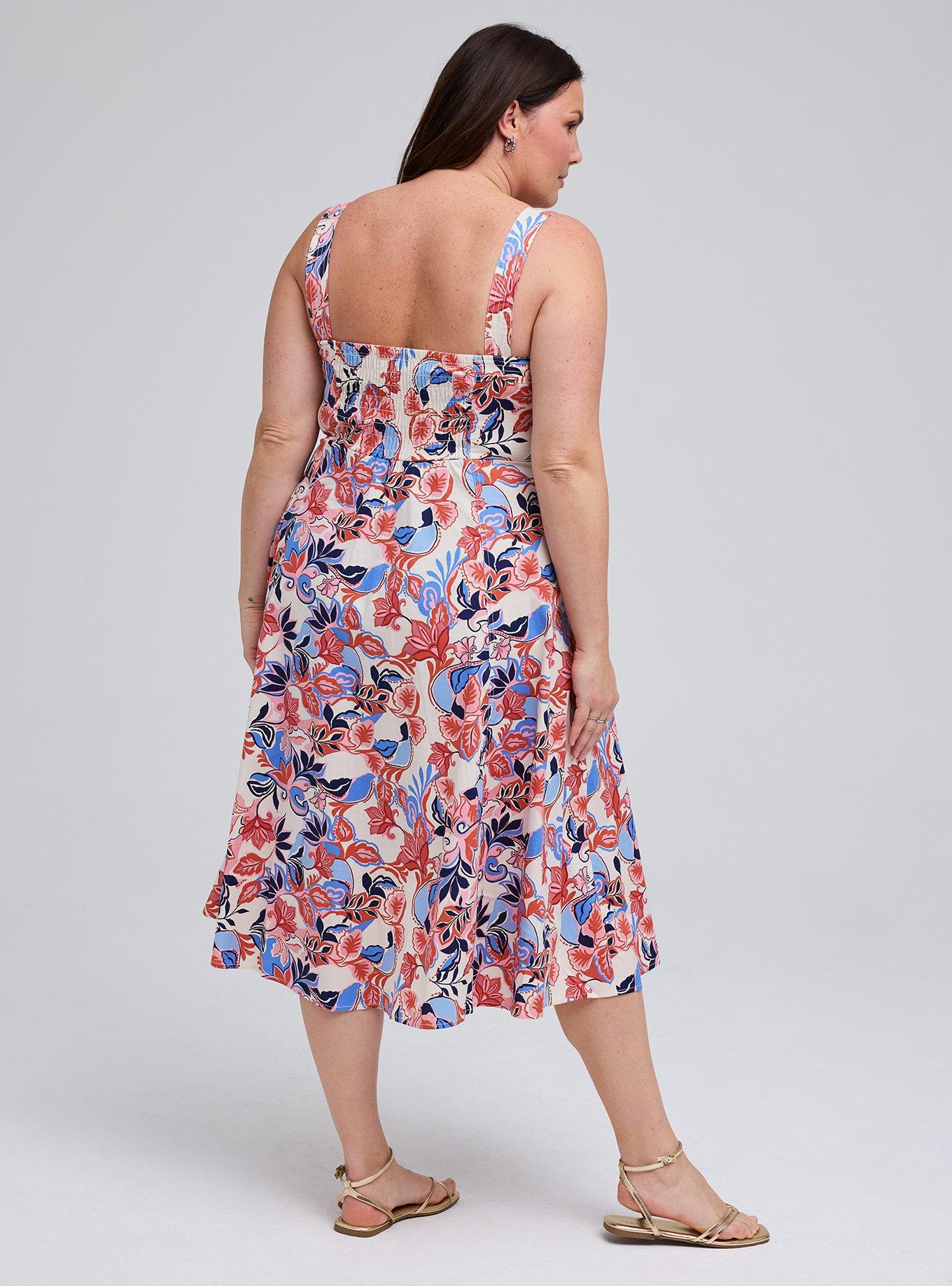 Plus Size - Belle Isle Smocked Back Midi Dress - Torrid