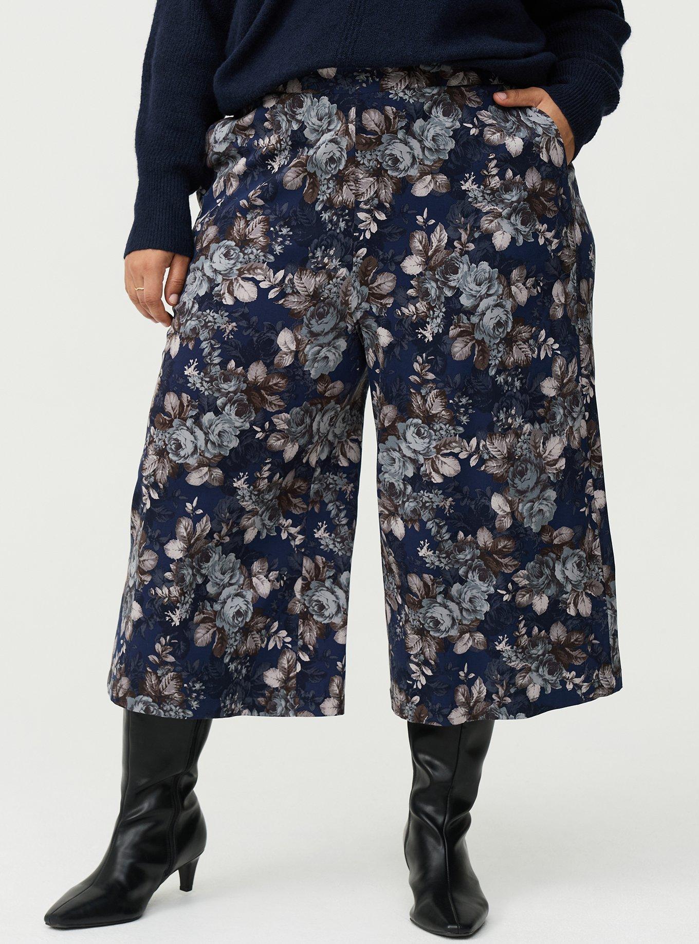 Pull-On Wide-Leg Crop Pant, MOUNTAIN ROSES FLORAL NAVY, alternate