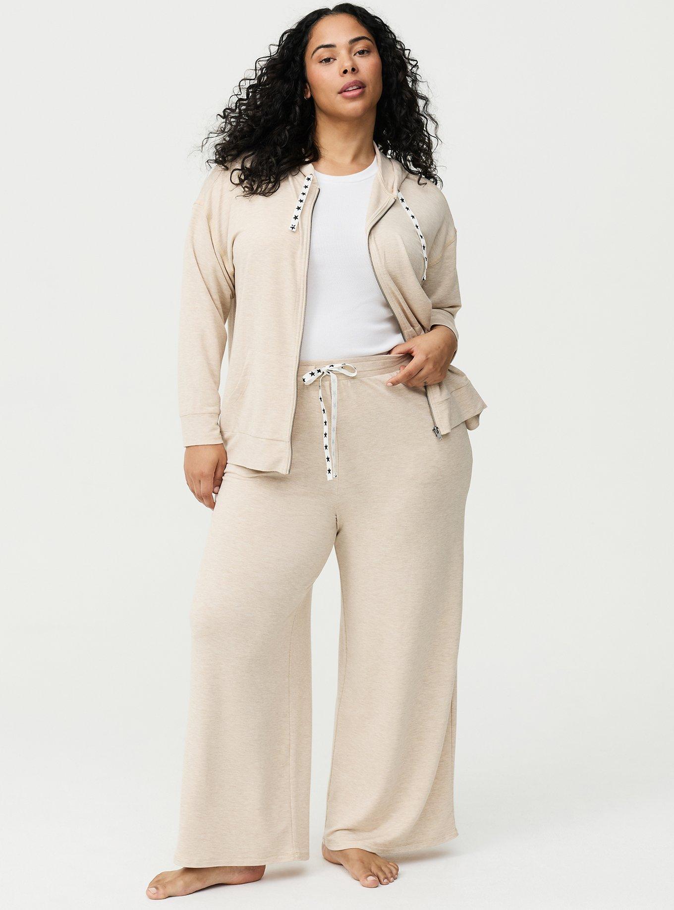 Light Weight French Terry Zip-Up Lounge Hoodie, WARMER OATMEAL, alternate