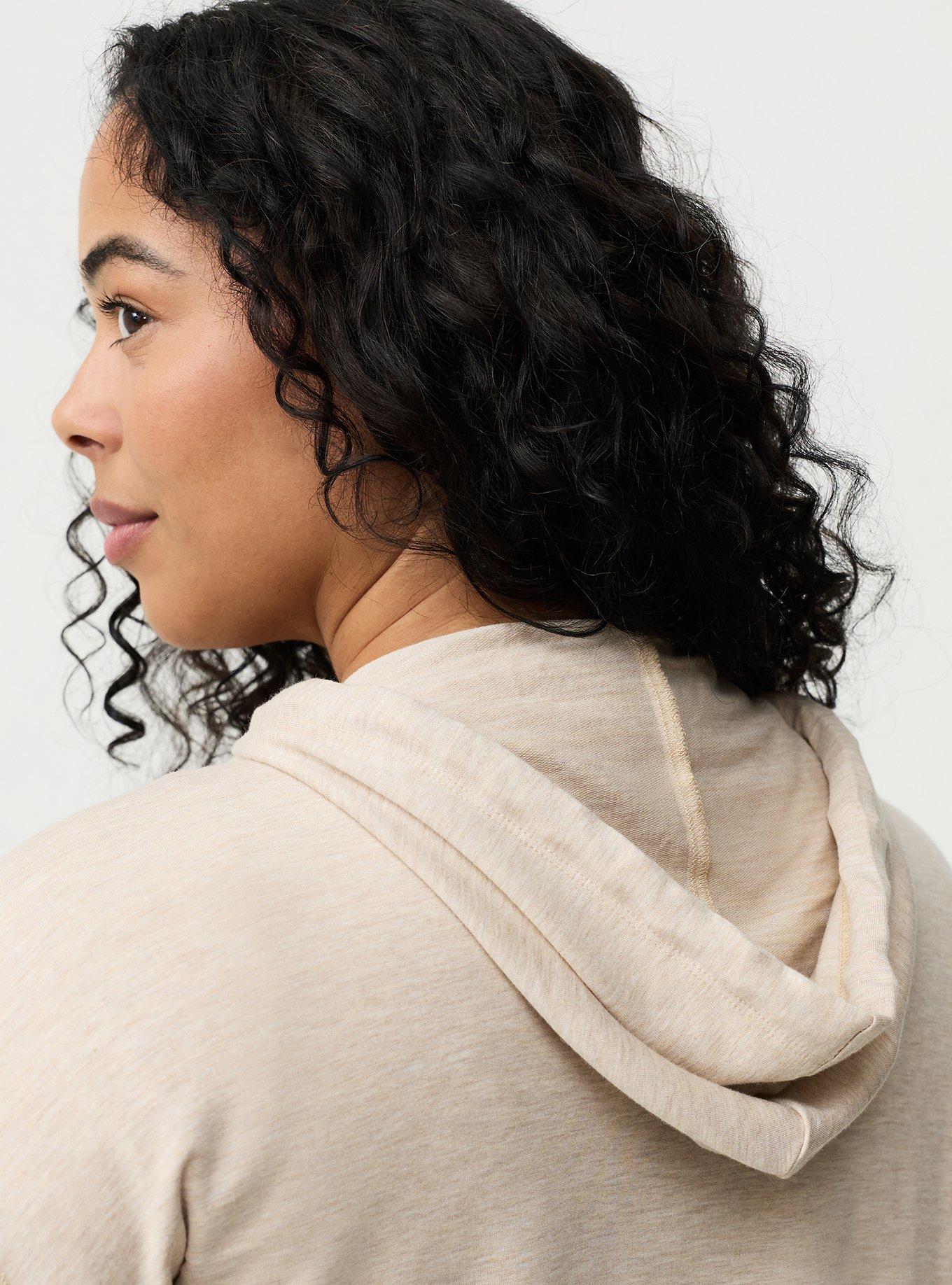 Light Weight French Terry Zip-Up Lounge Hoodie, WARMER OATMEAL, alternate