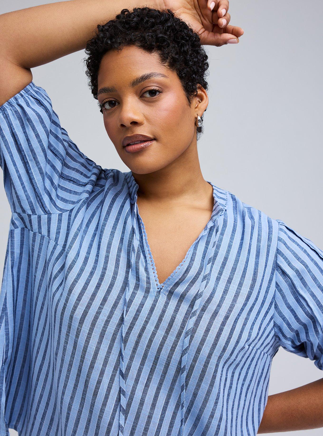 Belle Isle Balloon Sleeve Blouse, WINSTON STRIPE BLUE, alternate