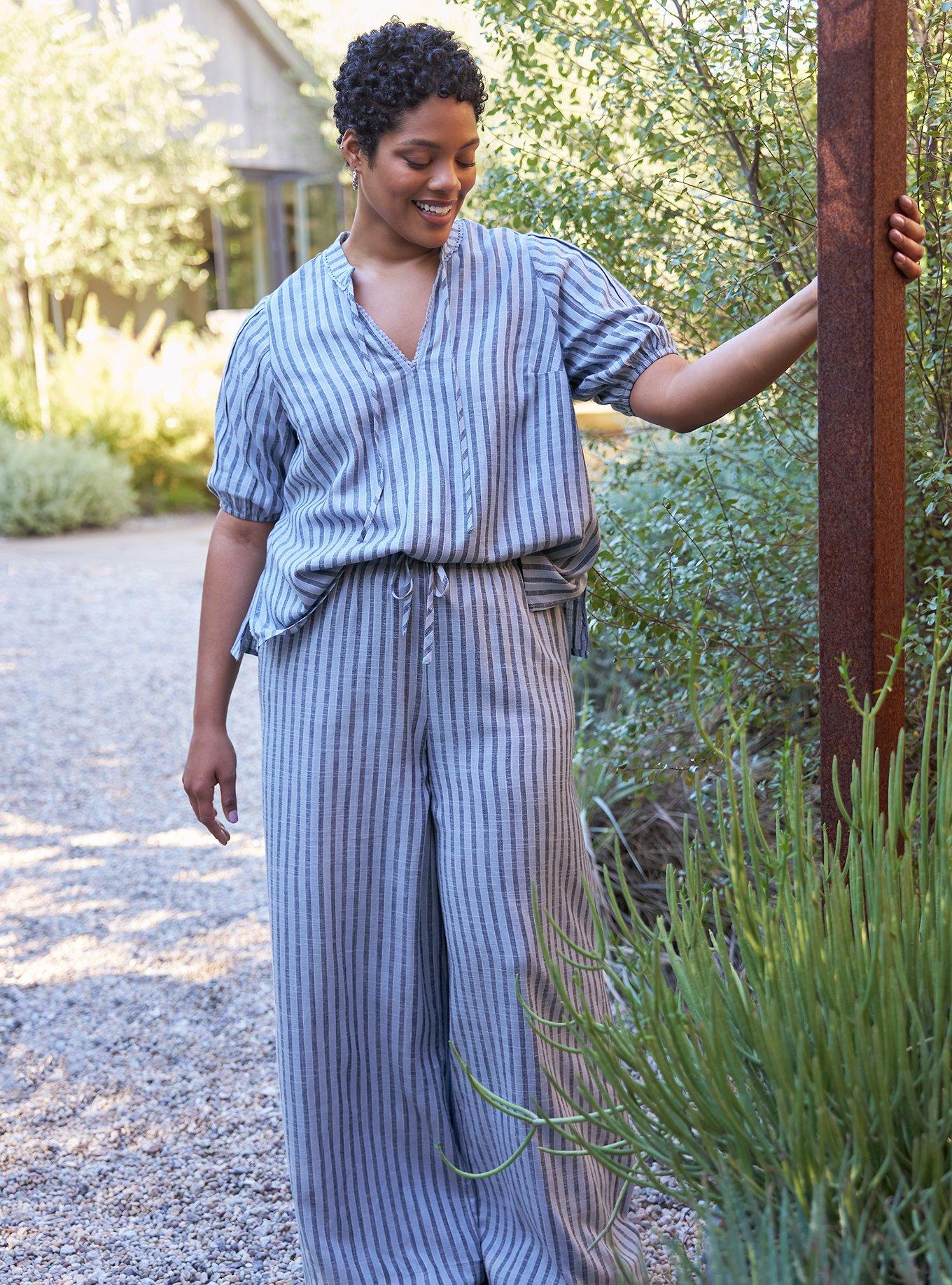 Belle Isle Balloon Sleeve Blouse, WINSTON STRIPE BLUE, alternate