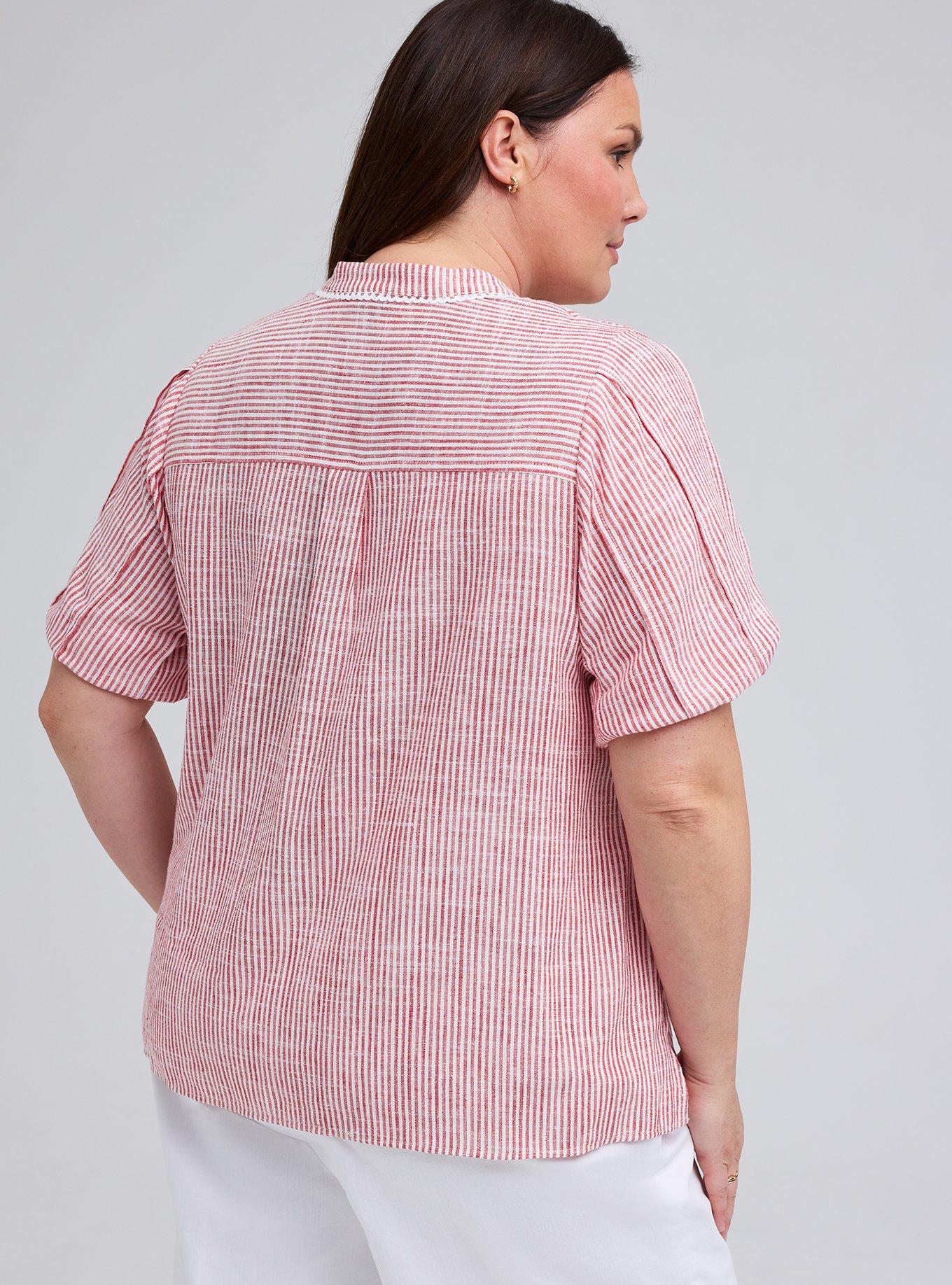 Belle Isle Balloon Sleeve Blouse, TIPPING STRIPE RED WHITE, alternate