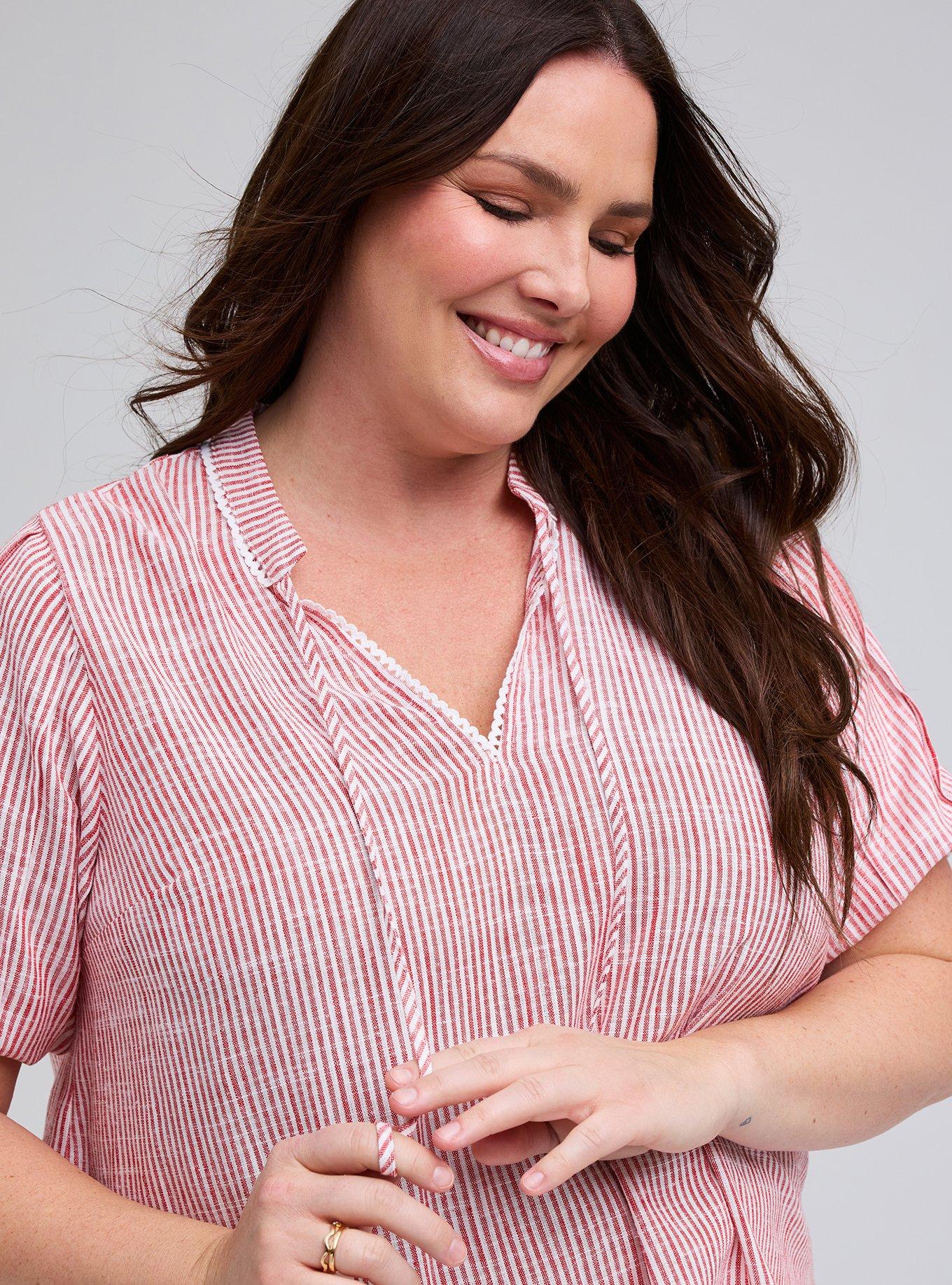 Belle Isle Balloon Sleeve Blouse, TIPPING STRIPE RED WHITE, alternate