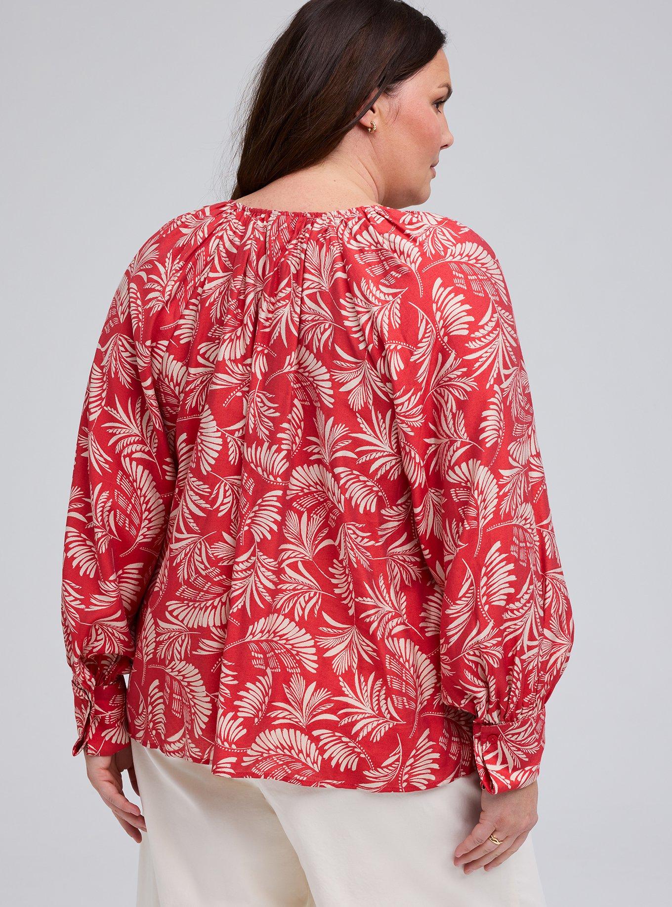 Belle Isle Peasant Blouse, DRIFTWOOD PALMS RED, alternate