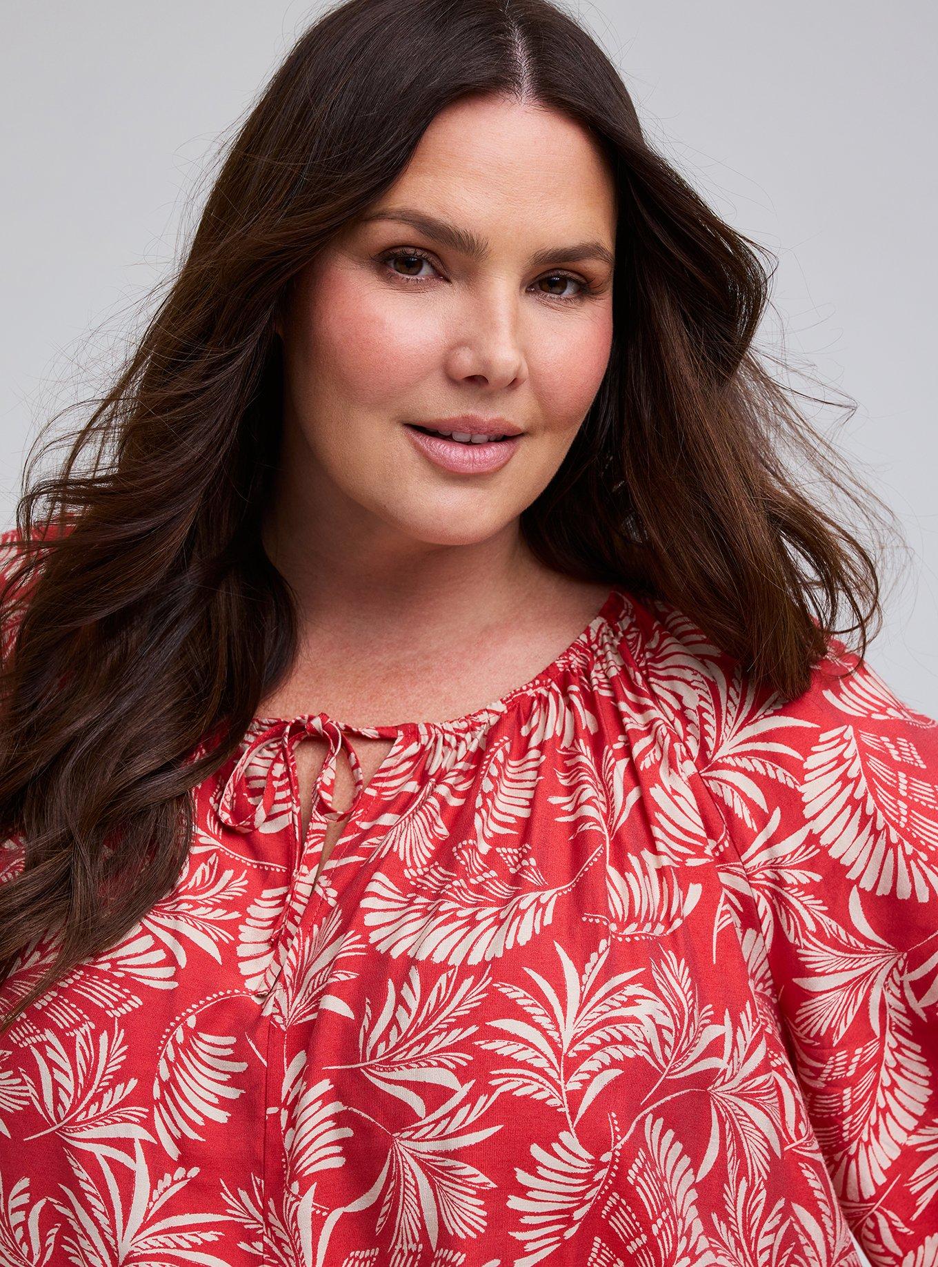 Belle Isle Peasant Blouse, DRIFTWOOD PALMS RED, alternate