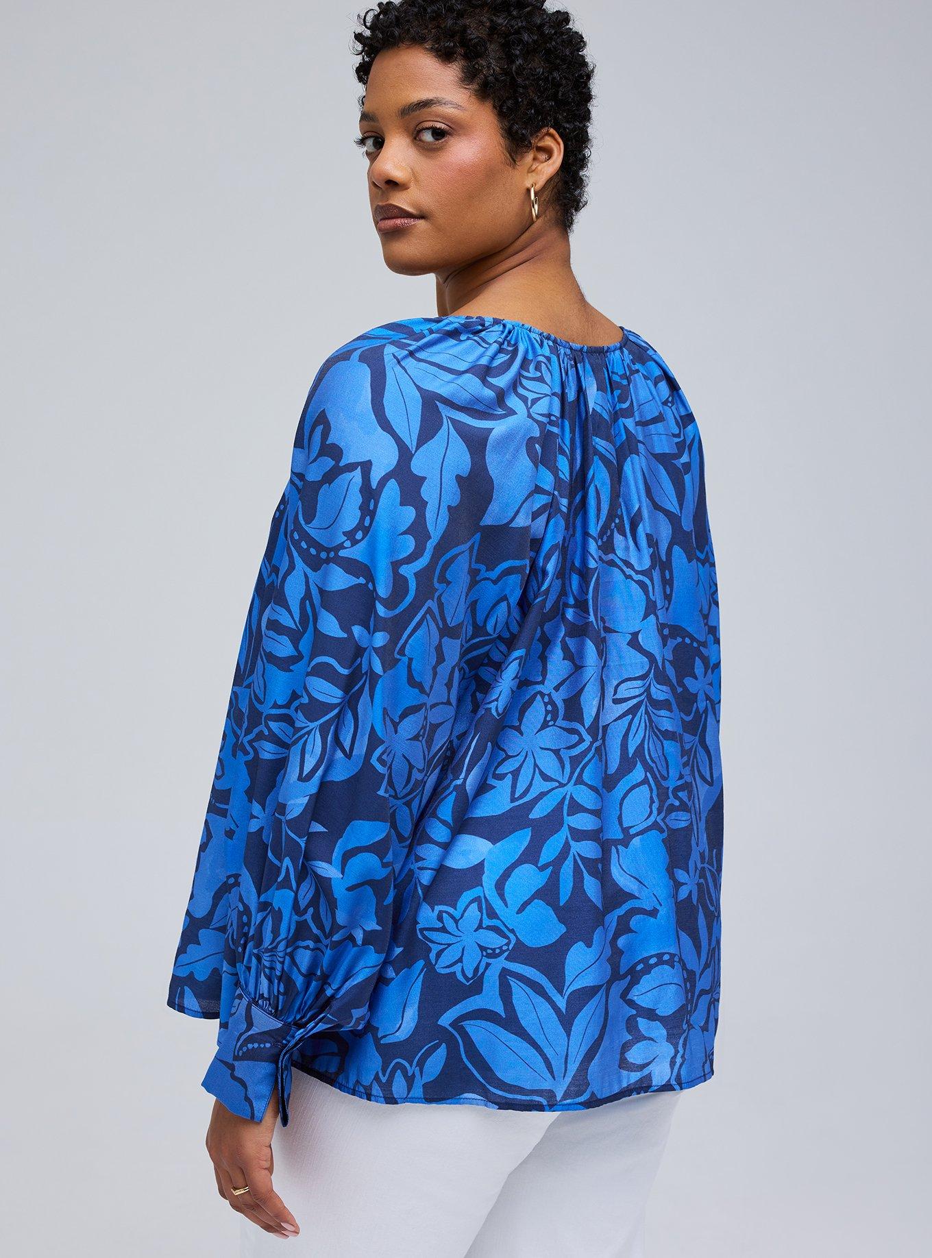 Belle Isle Peasant Blouse, VEDADO LEAVES BLUE, alternate