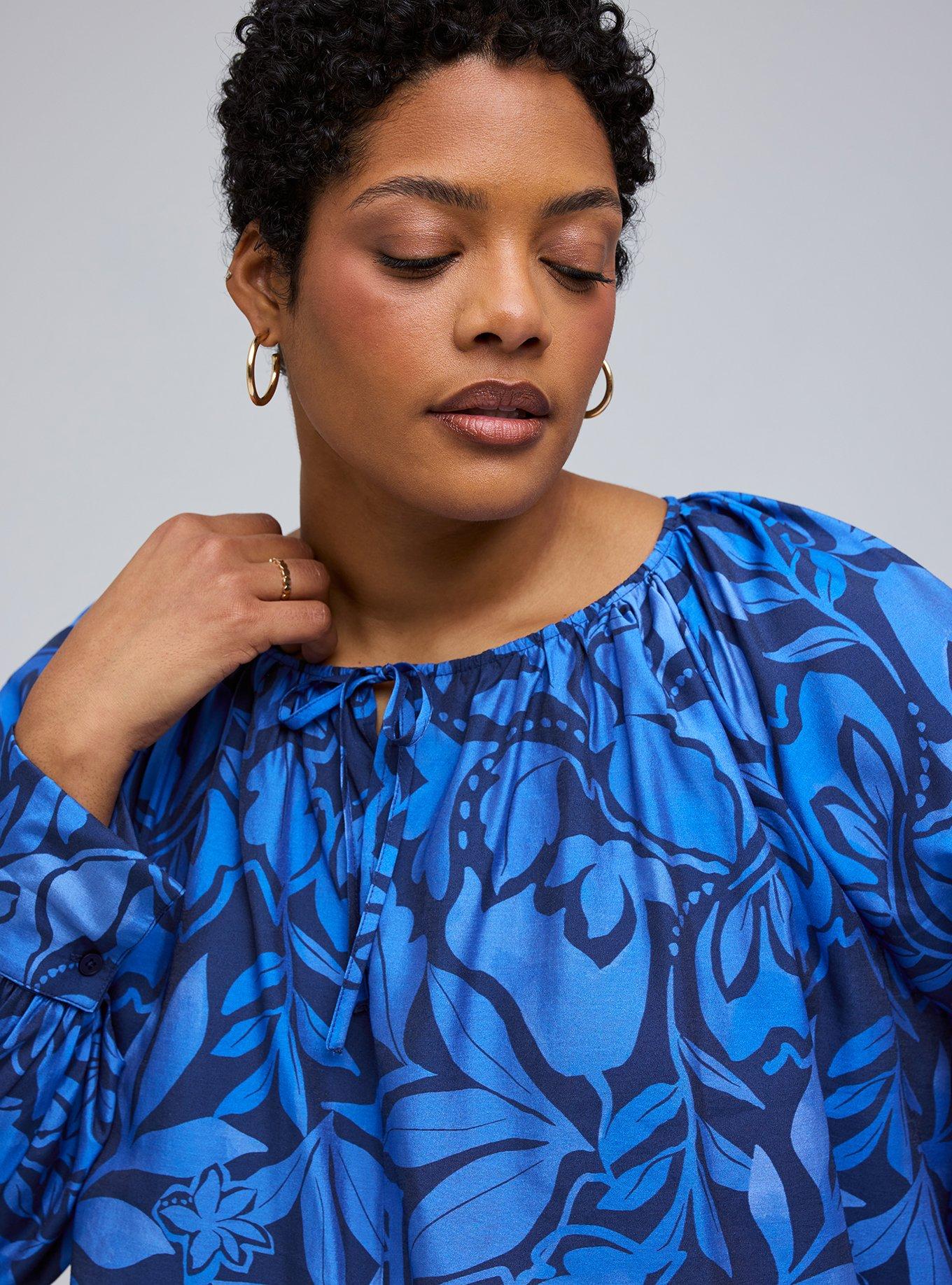 Belle Isle Peasant Blouse, VEDADO LEAVES BLUE, alternate