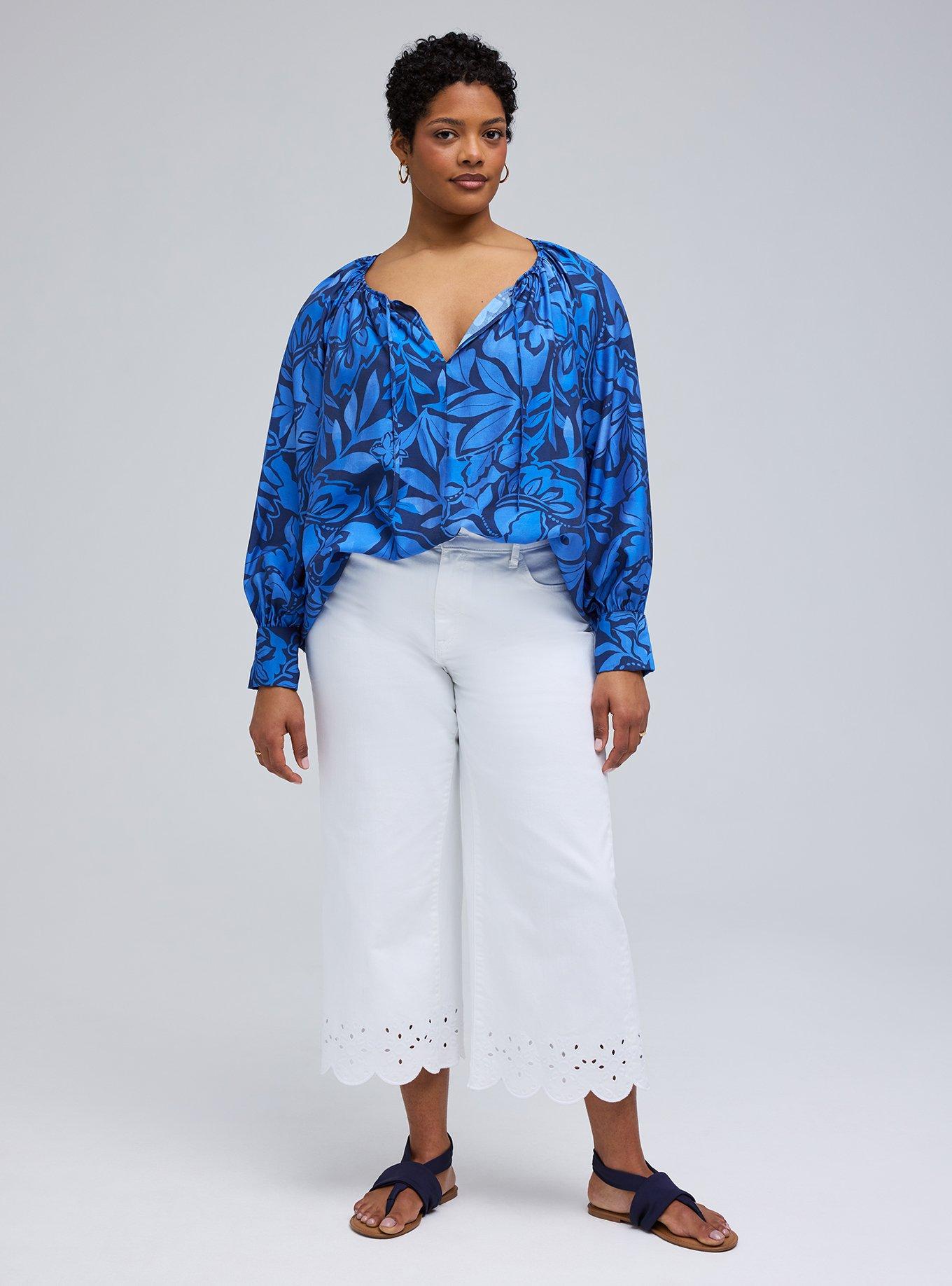 Belle Isle Peasant Blouse, VEDADO LEAVES BLUE, alternate
