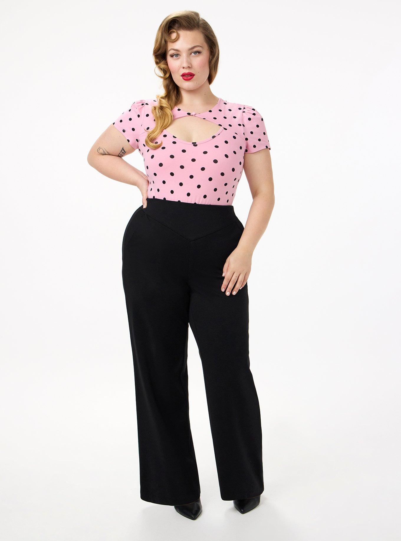 Retro Chic Foxy Button Neck Top, DENNY DOT ORCHID SMOKE, alternate