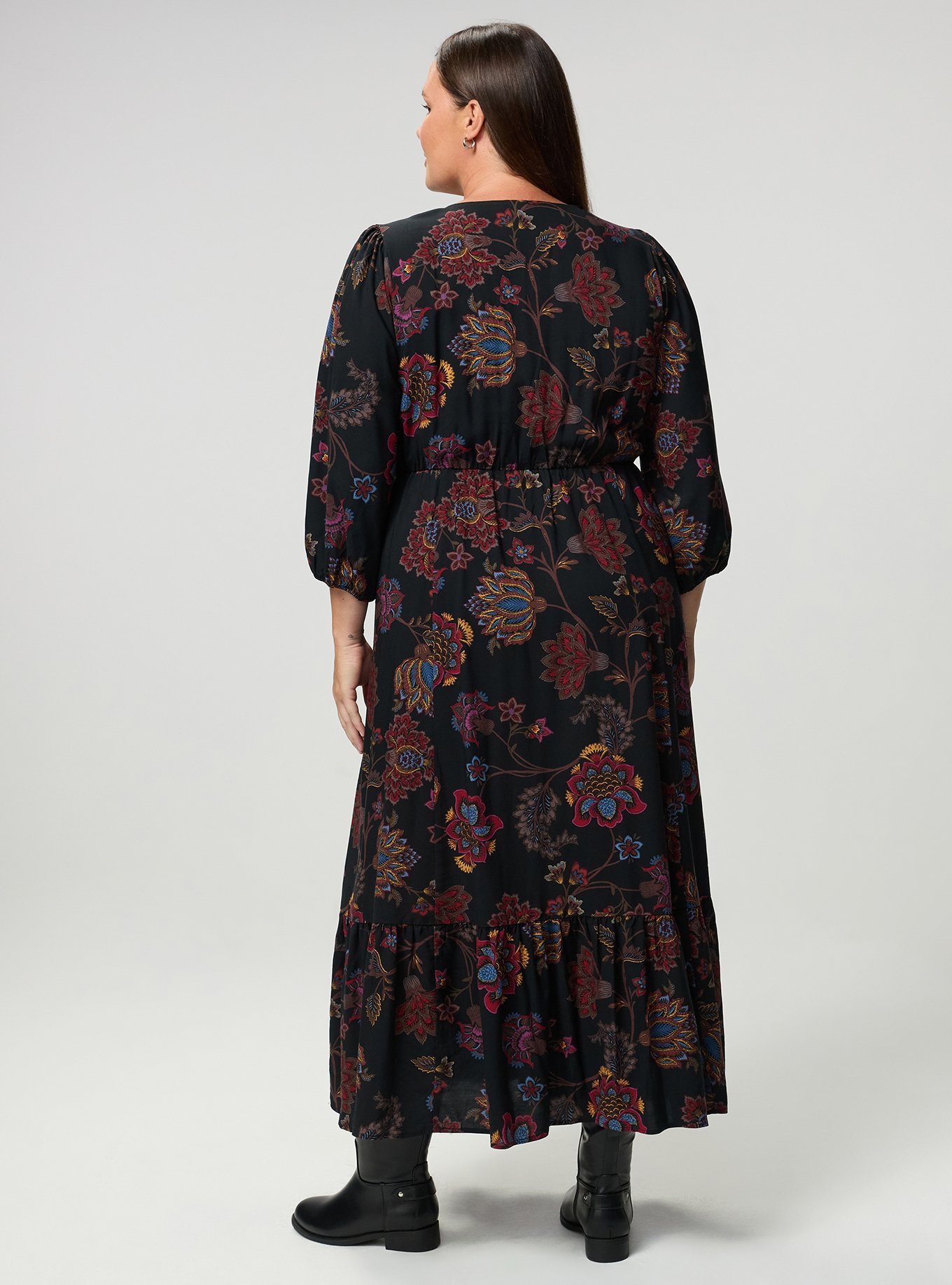 Plus Size Button Front Maxi Dress, JUNIPER JACOBEAN MULTI, alternate