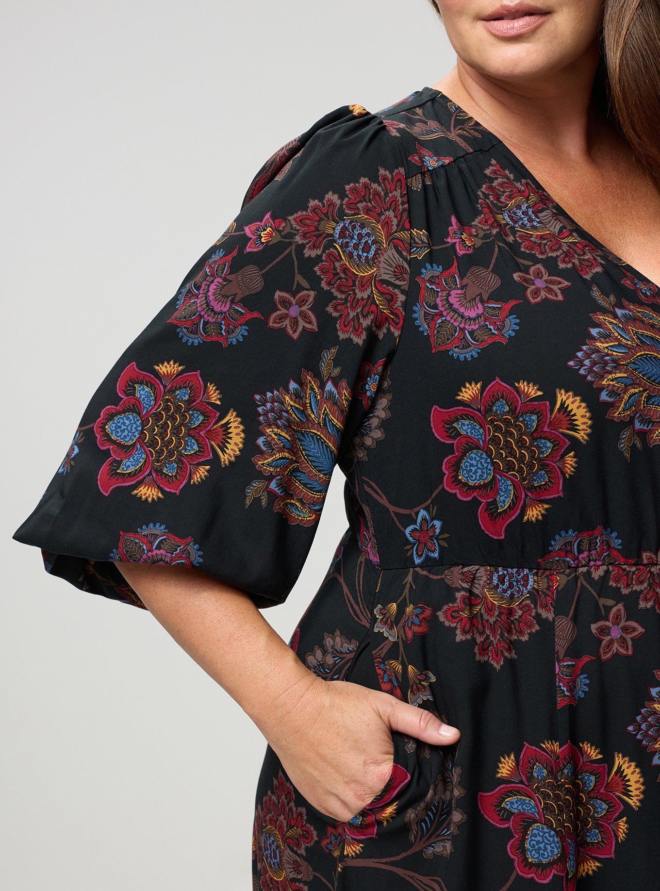Plus Size Button Front Maxi Dress, JUNIPER JACOBEAN MULTI, alternate