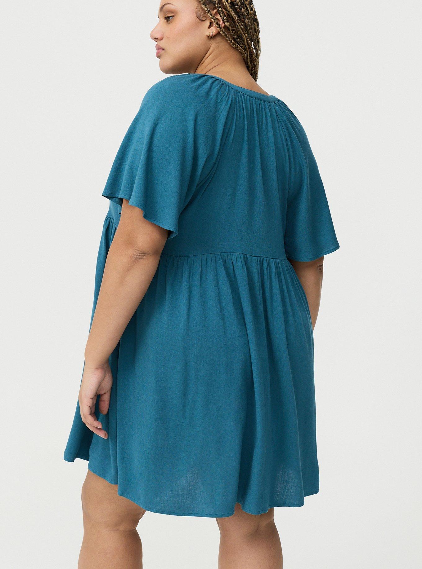 Flutter Sleeve Babydoll Mini Dress, MALLARD BLUE, alternate