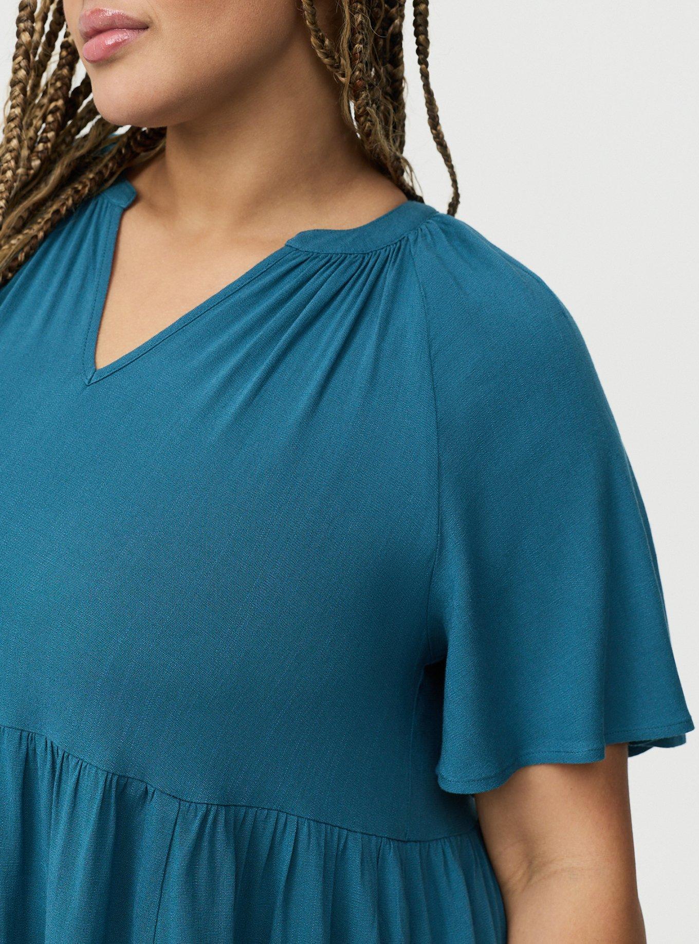 Flutter Sleeve Babydoll Mini Dress, MALLARD BLUE, alternate