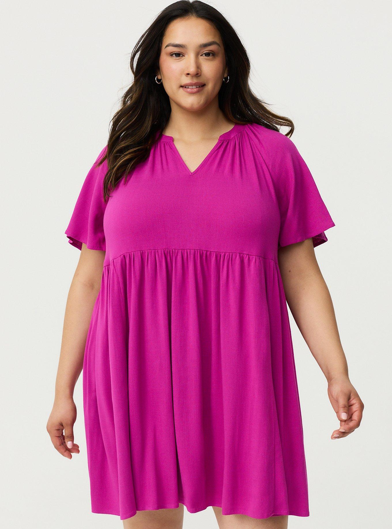 Flutter Sleeve Babydoll Mini Dress, WILD ASTER, alternate