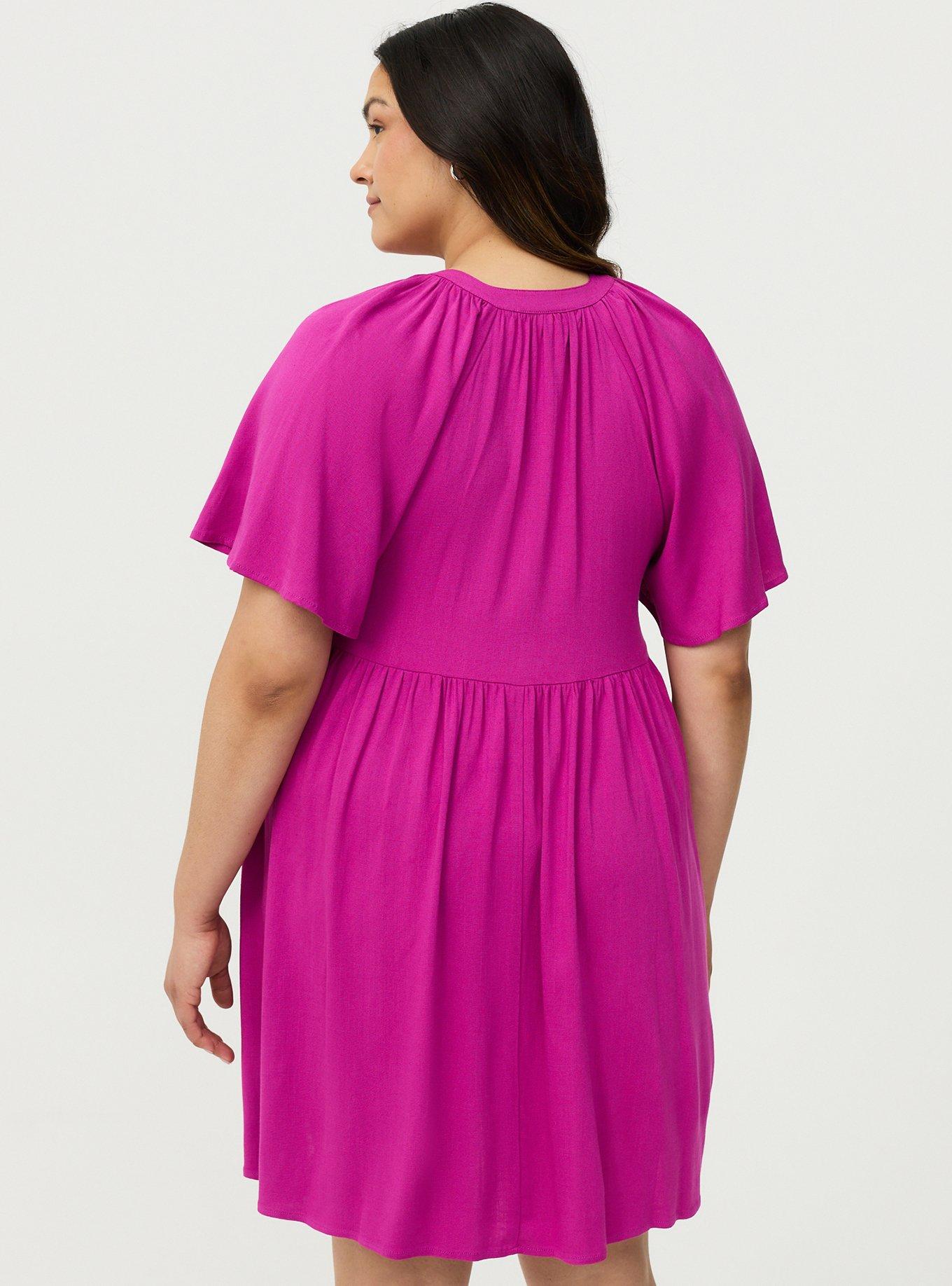 Flutter Sleeve Babydoll Mini Dress, WILD ASTER, alternate