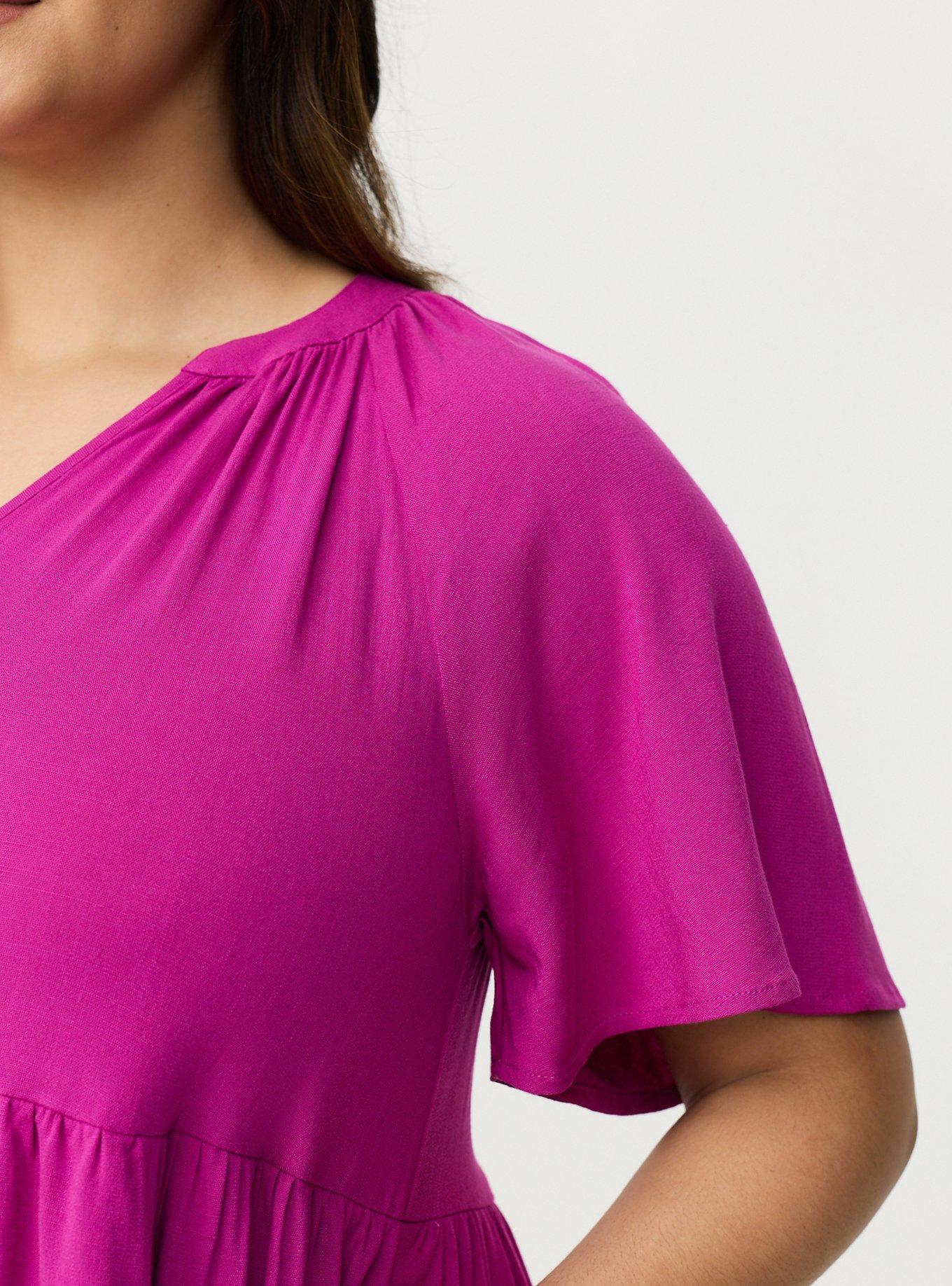 Flutter Sleeve Babydoll Mini Dress, WILD ASTER, alternate