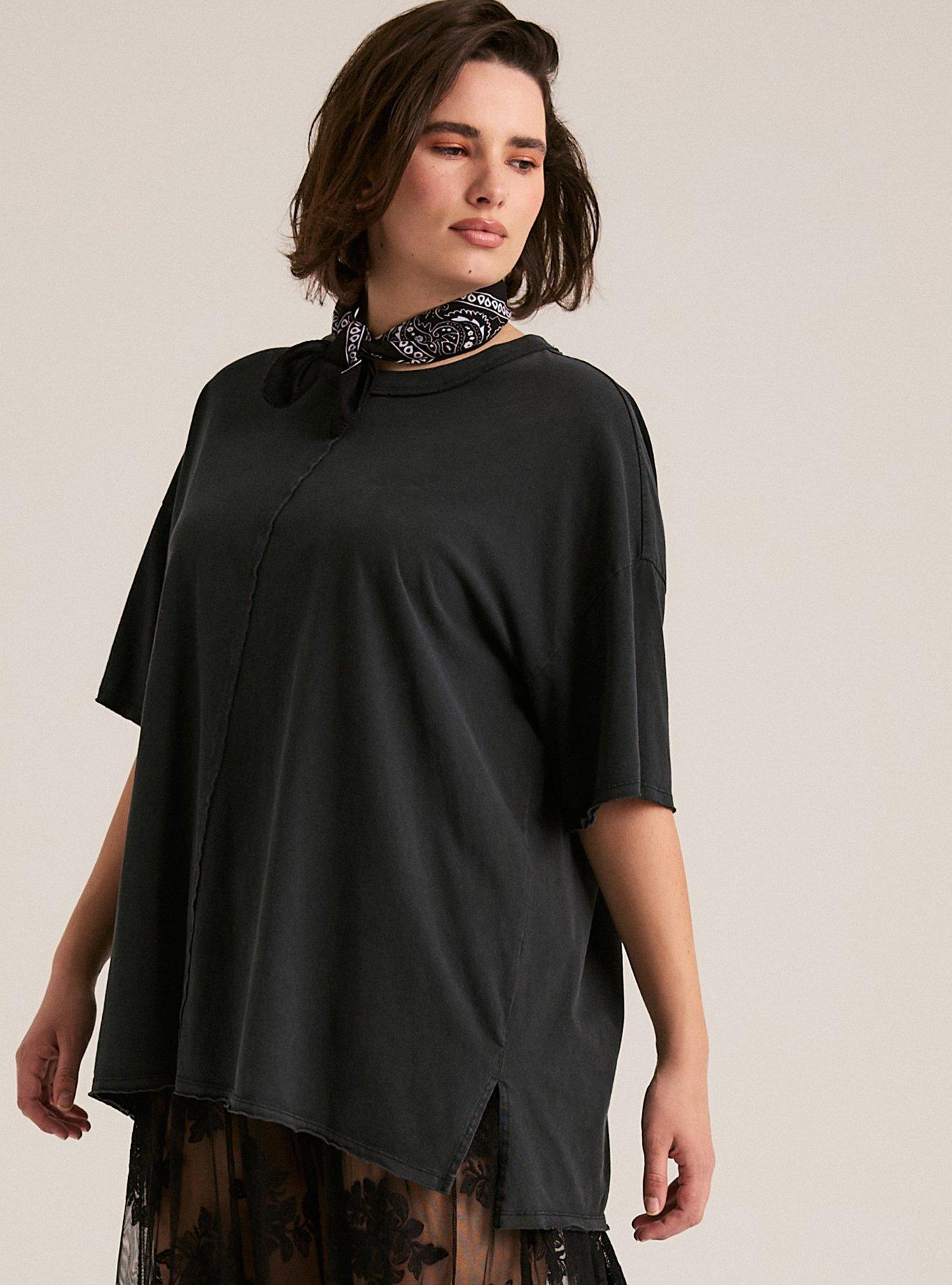 Festi Oversized Raw Edge Tee, PHANTOM, alternate