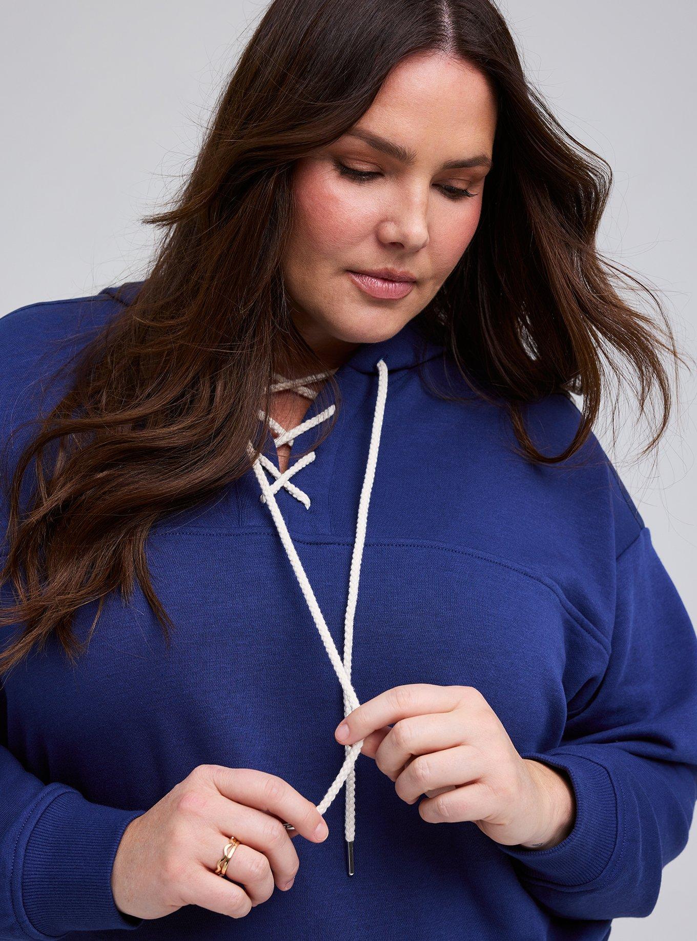 Belle Isle Lace-Up Hoodie, MEDIEVAL BLUE, alternate