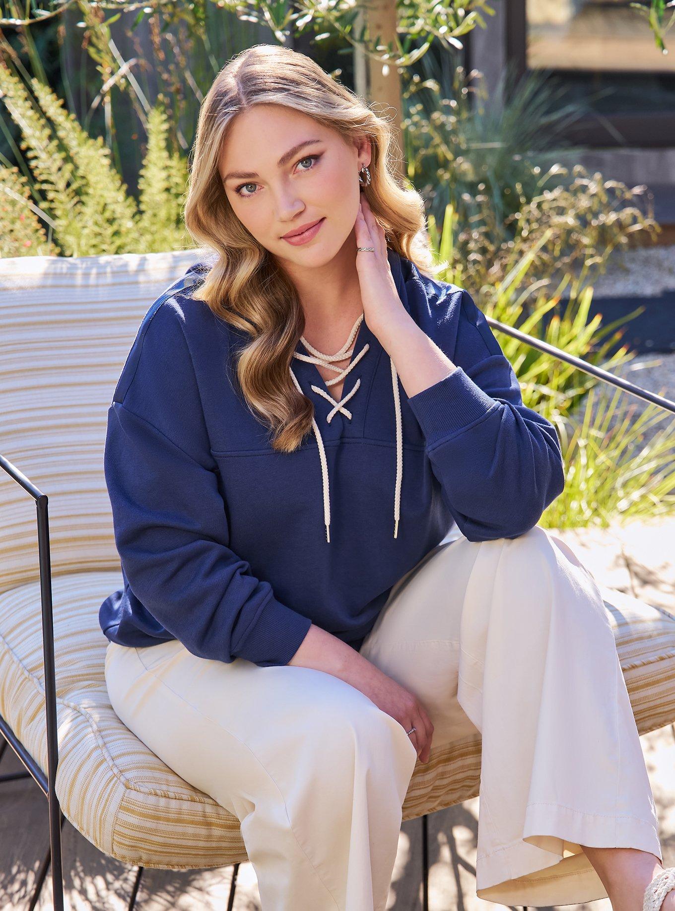 Belle Isle Lace-Up Hoodie, MEDIEVAL BLUE, alternate
