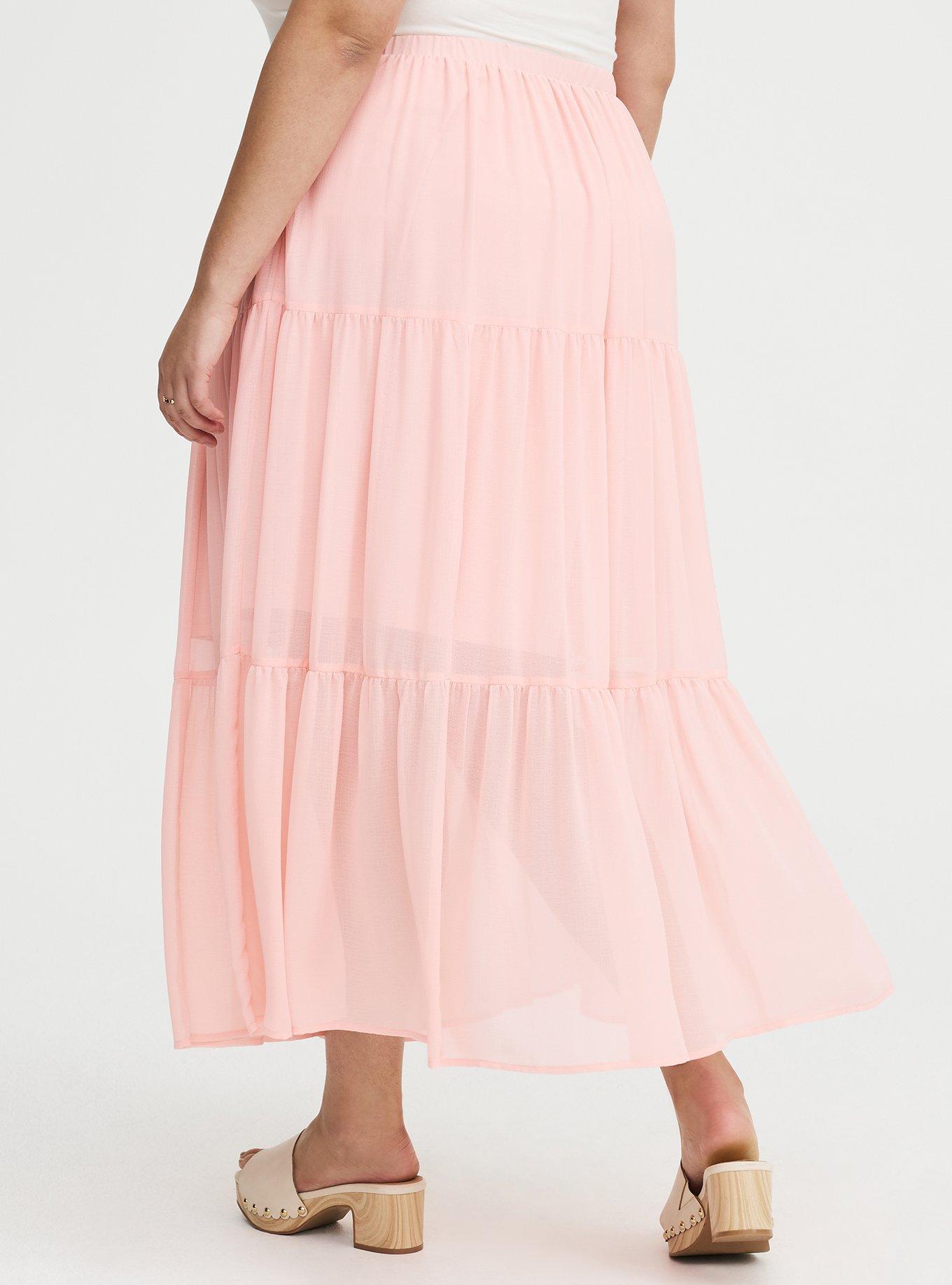 Chiffon Tiered Maxi Skirt, BLOSSOM, alternate