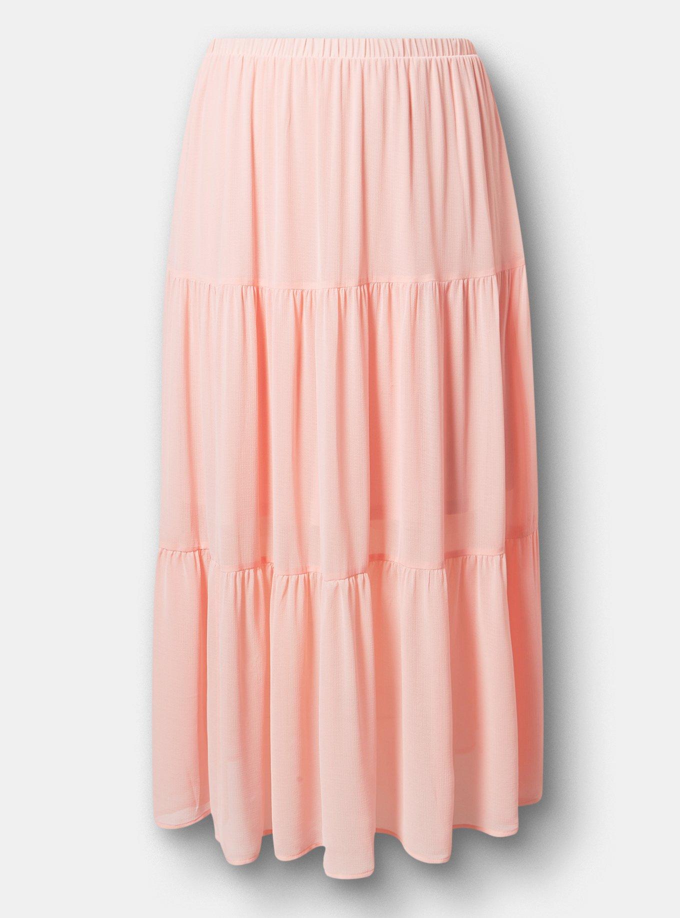 Chiffon Tiered Maxi Skirt, BLOSSOM, hi-res