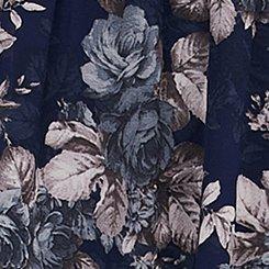 Plus Size Chiffon Tiered Maxi Skirt, MOUNTAIN ROSES FLORAL NAVY, swatch