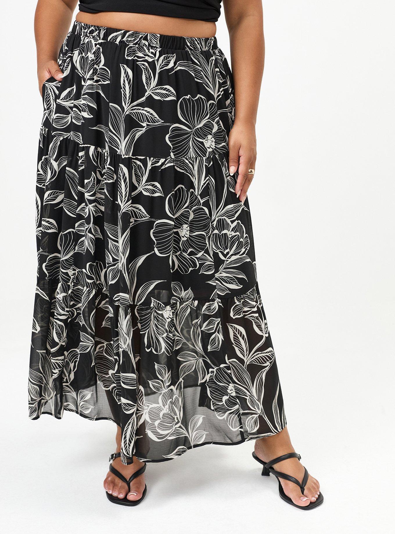 Chiffon Tiered Maxi Skirt, NOVA FLORAL BLACK, alternate