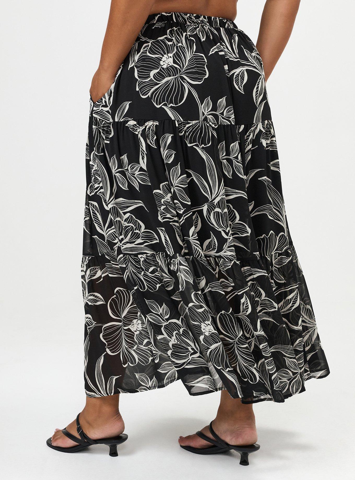Chiffon Tiered Maxi Skirt, NOVA FLORAL BLACK, alternate