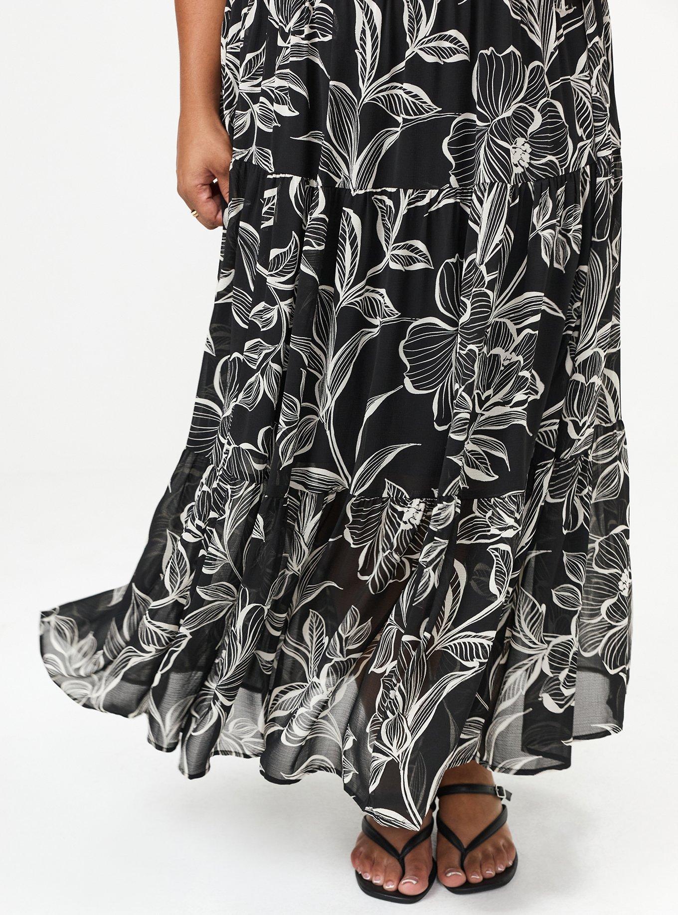 Chiffon Tiered Maxi Skirt, NOVA FLORAL BLACK, alternate