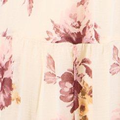 Plus Size Chiffon Tiered Maxi Skirt, ROSEY LIGHT FLORAL IVORY, swatch