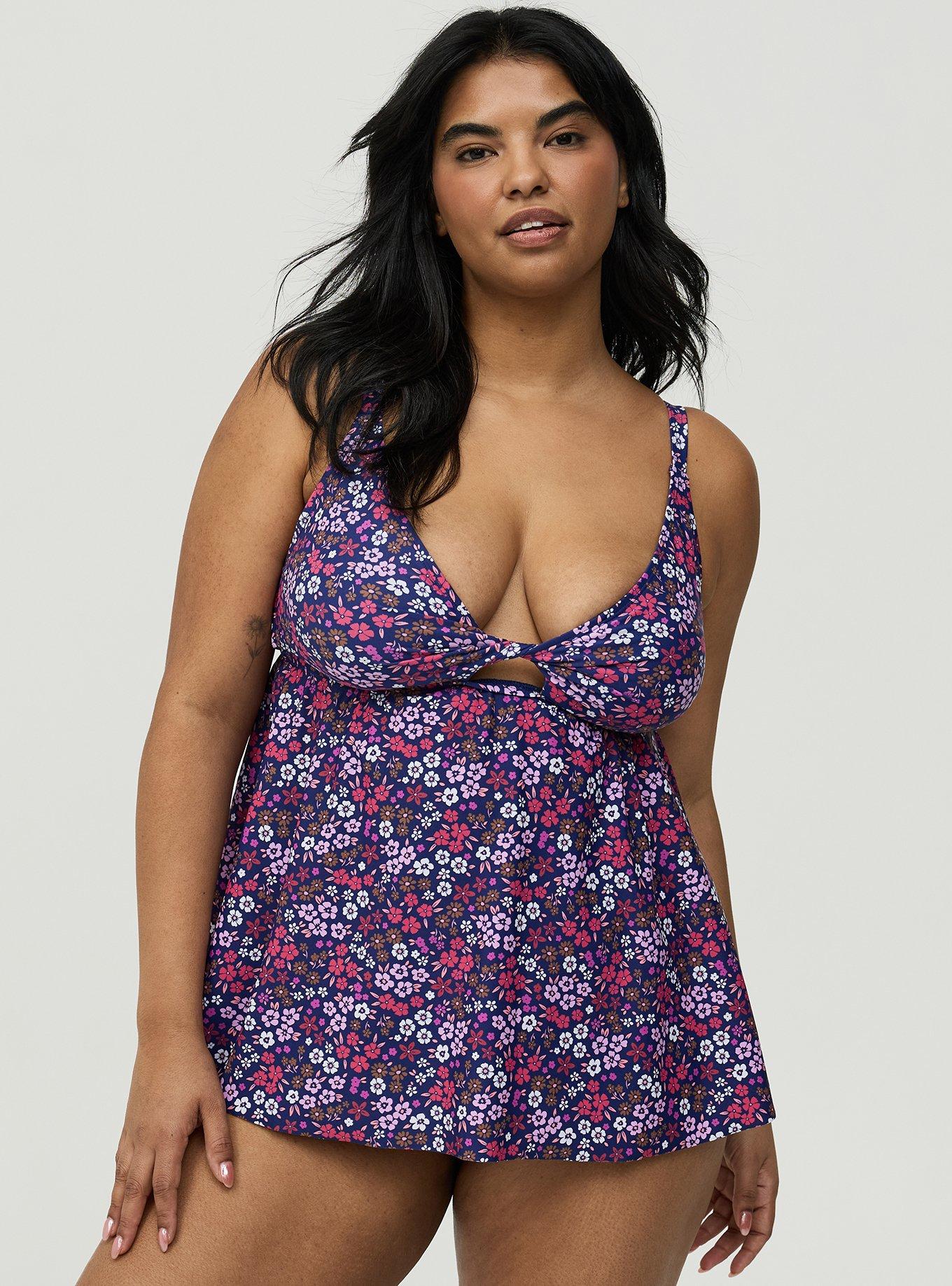 Wire-Free Twist Front Tankini, ALEX DITSY BLUE, alternate