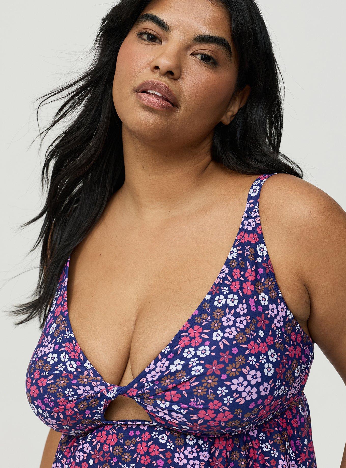 Wire-Free Twist Front Tankini, ALEX DITSY BLUE, alternate