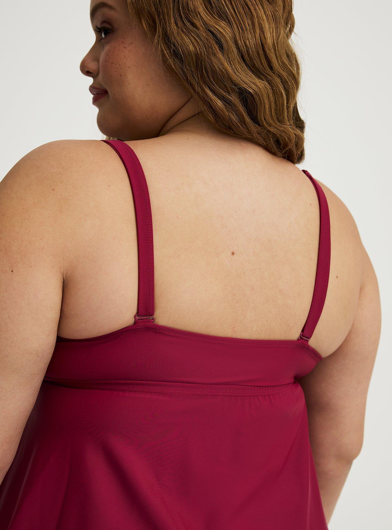 Wire-Free Twist Front Tankini, RED PLUM SWIM, alternate