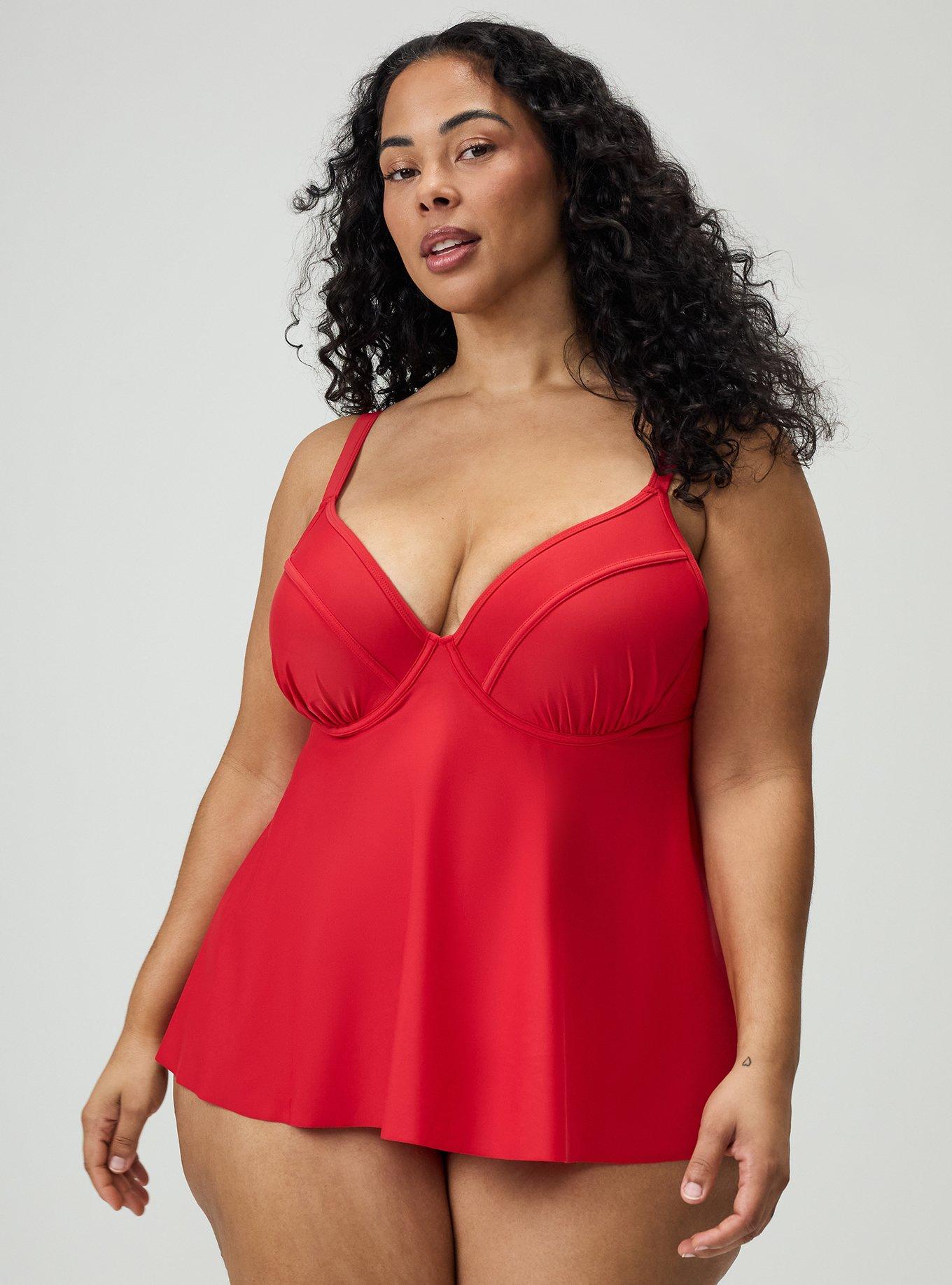 Wired Fit & Flare Tankini, RED, alternate