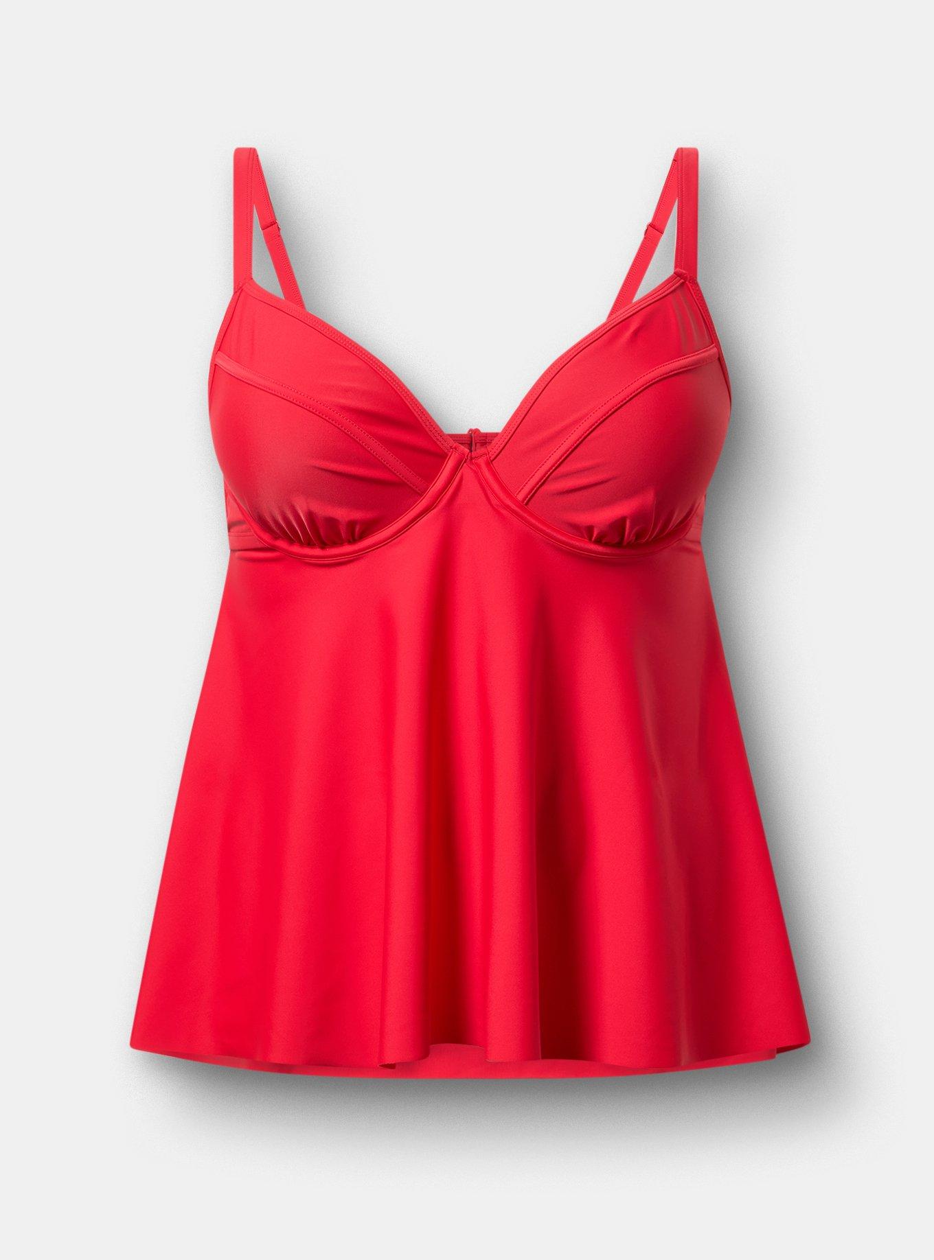 Wired Fit & Flare Tankini, RED, hi-res