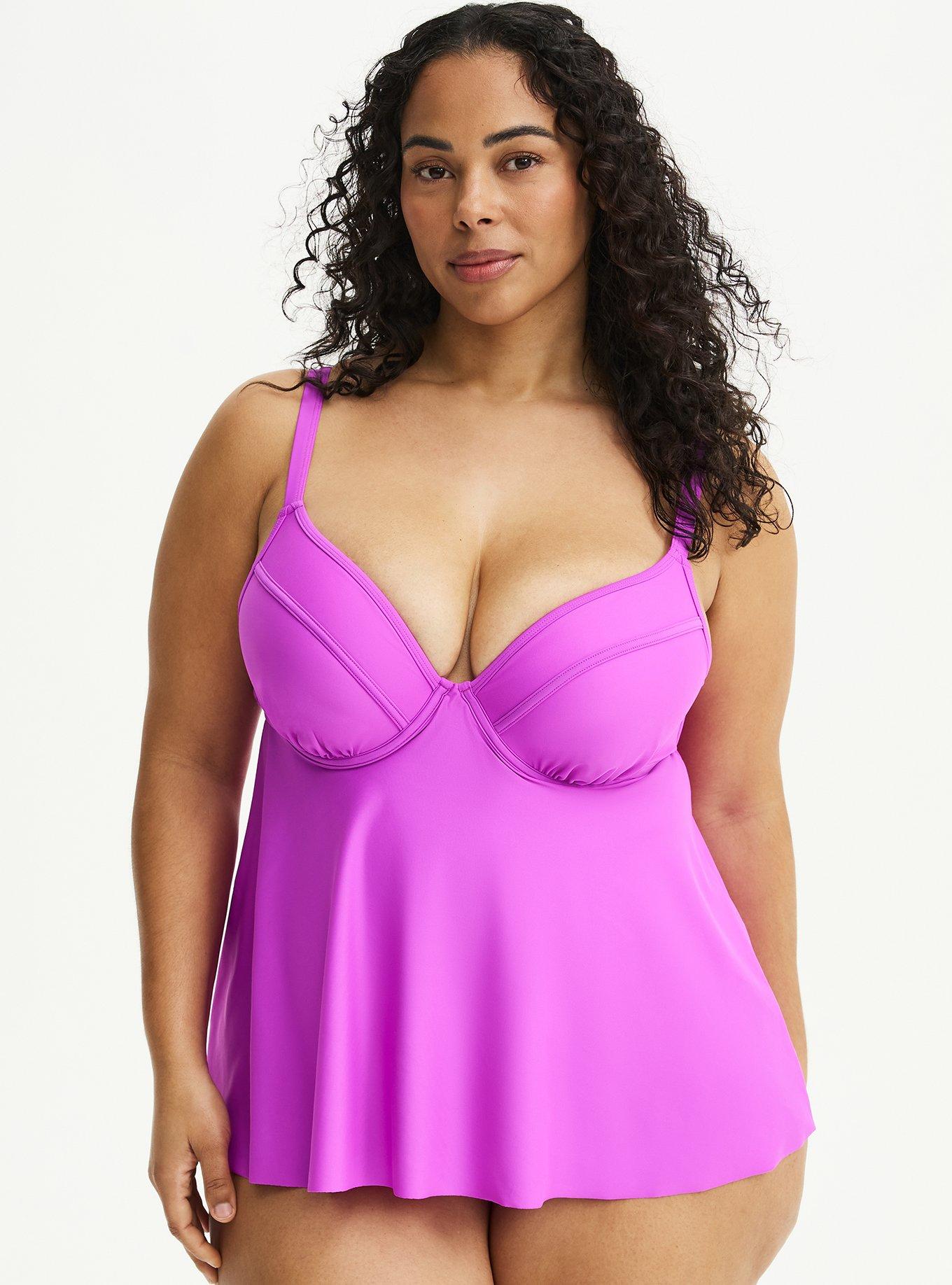 Wired Flutter Front Tankini, VIVID VIOLET SWIM, hi-res