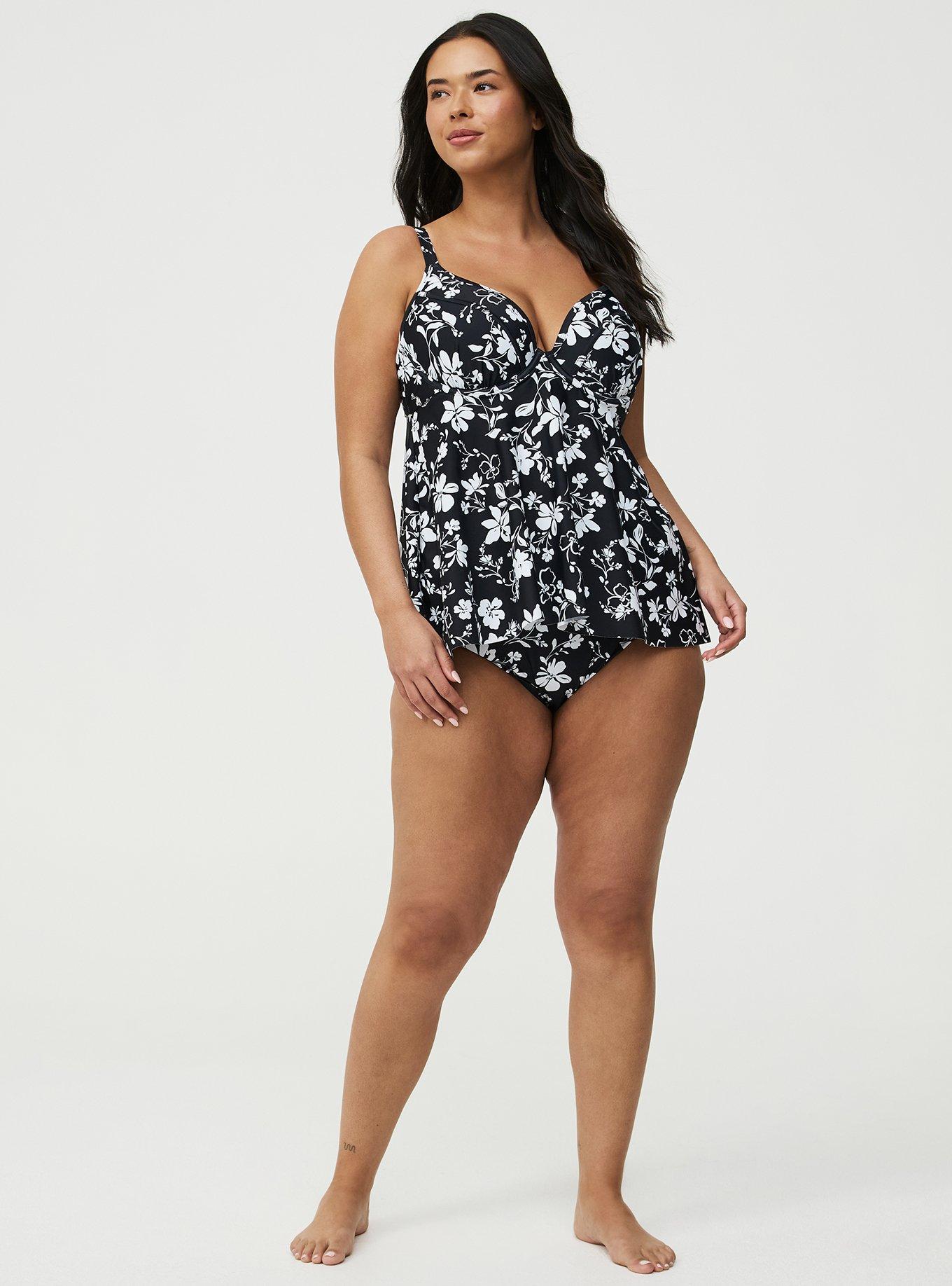 Wired Fit & Flare Tankini, KAINA FLORAL BLACK, hi-res
