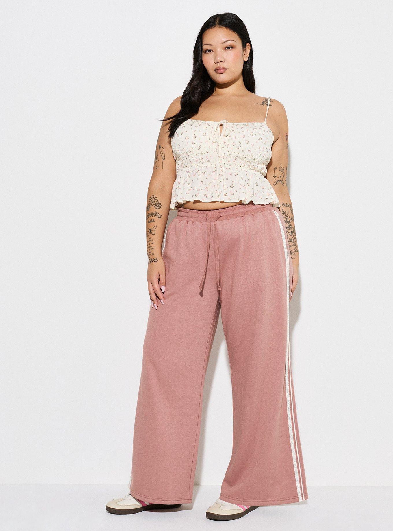 Plus Size LoveSick Drawstring Lace Trim Pant, WOODROSE, hi-res