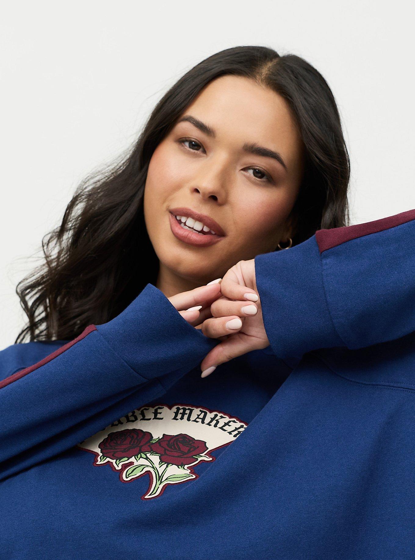 Cropped Long Sleeve Tee, TROUBLE ROSE MEDIEVAL BLUE, alternate