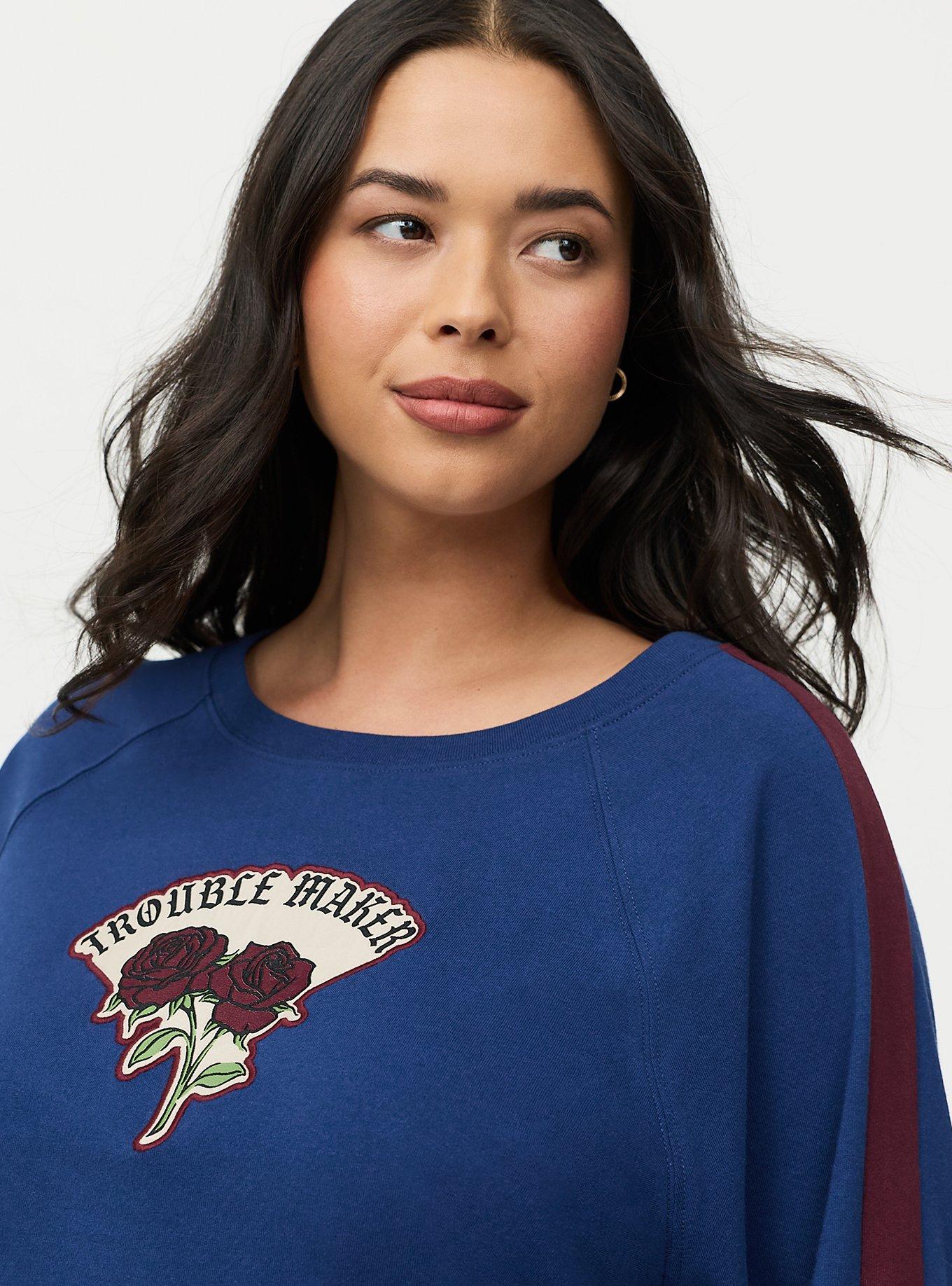 Cropped Long Sleeve Tee, TROUBLE ROSE MEDIEVAL BLUE, alternate